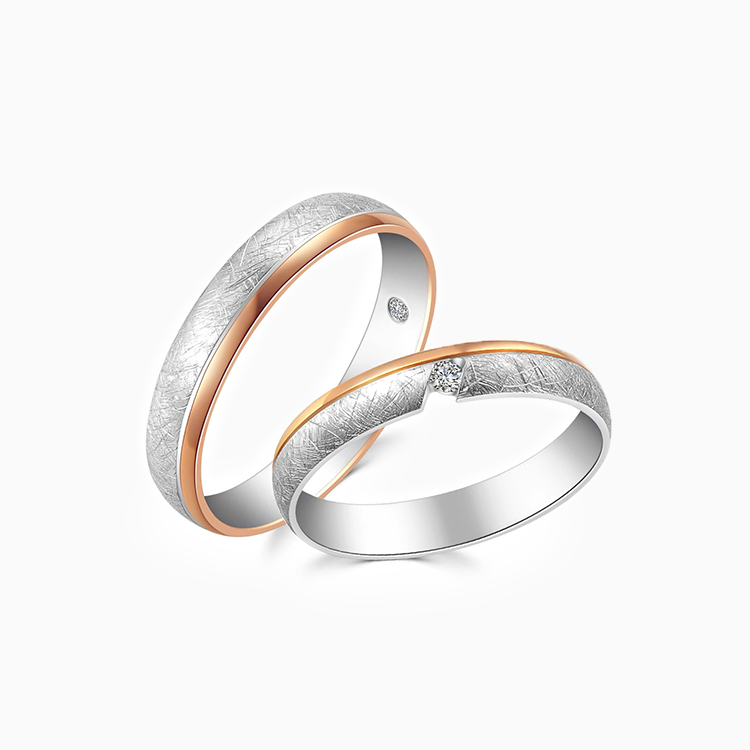 【情侶戒】18K紅白金鑽石情侶 / 結婚對戒