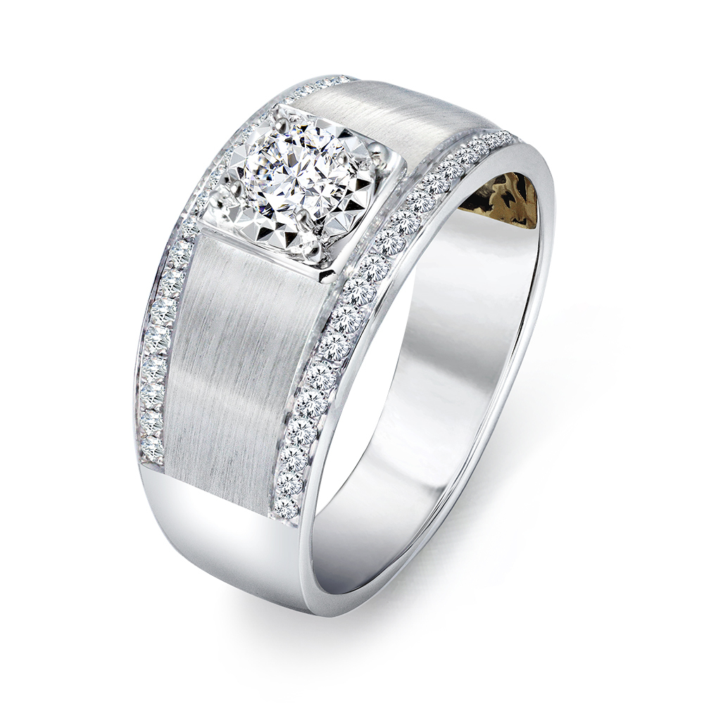 30分18K金經典男性鑽石戒指