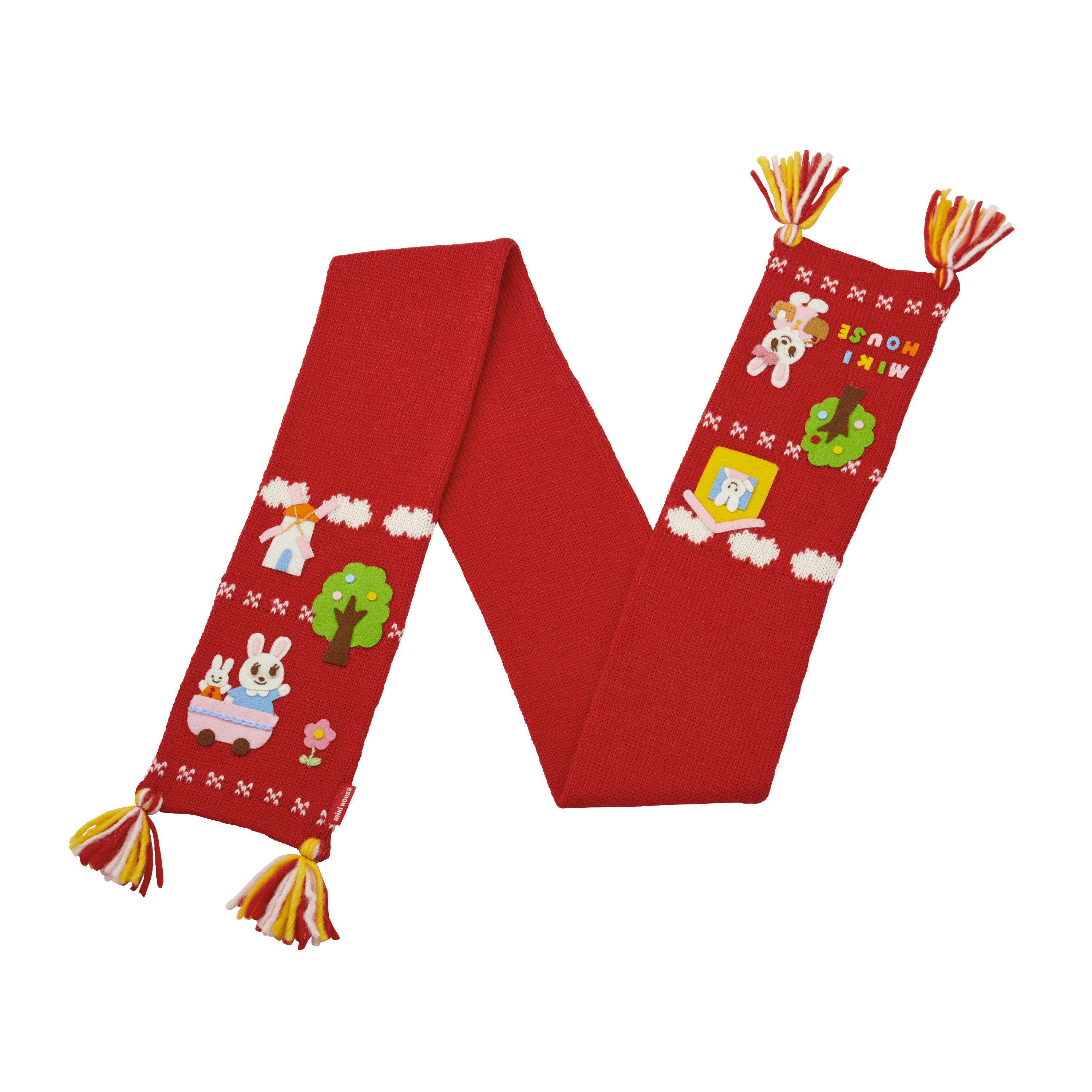 紅色圖案頸針織頸巾