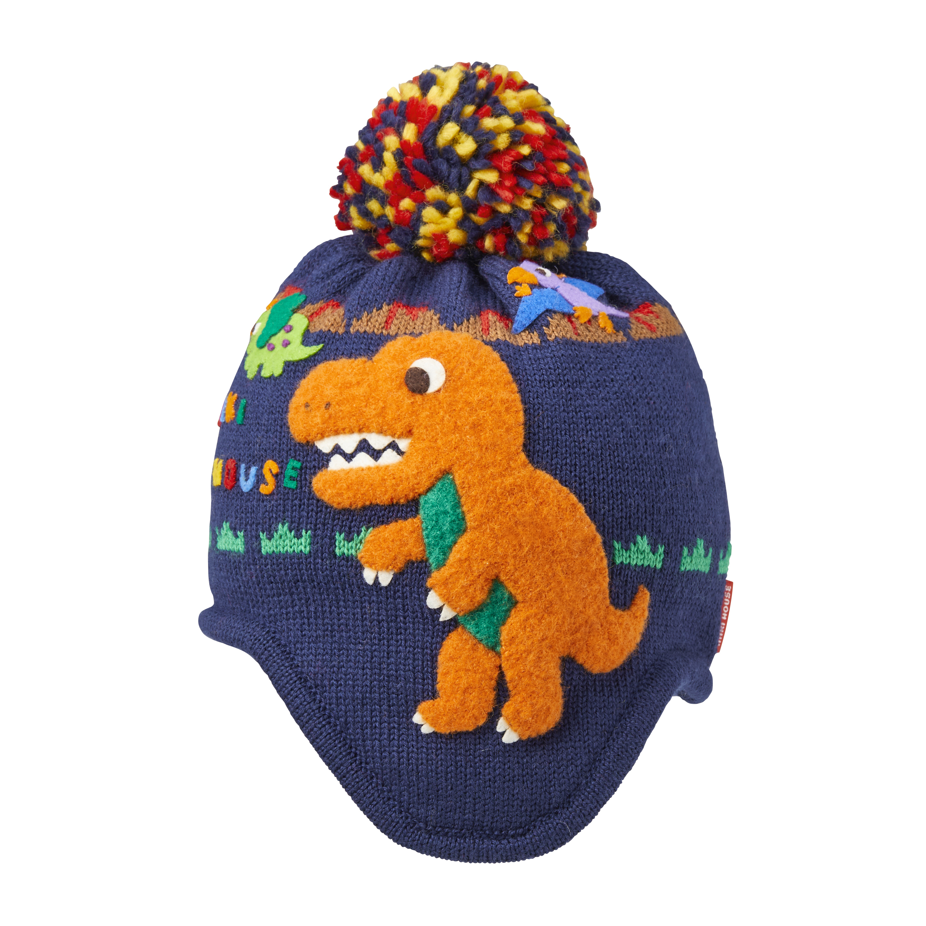 MH 藍色恐龍圖案頸針織冷帽