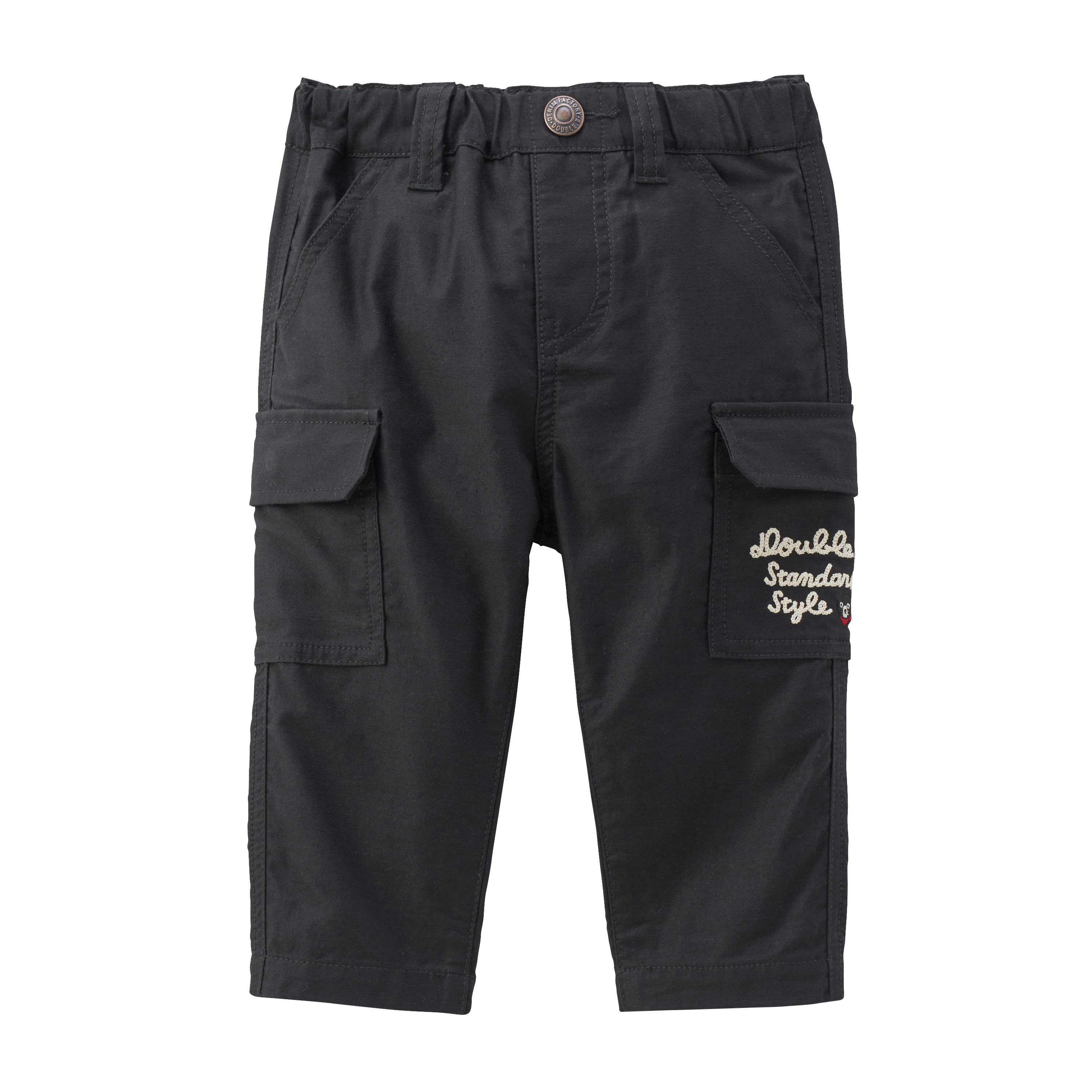 DB 黑色位側袋斜布褲