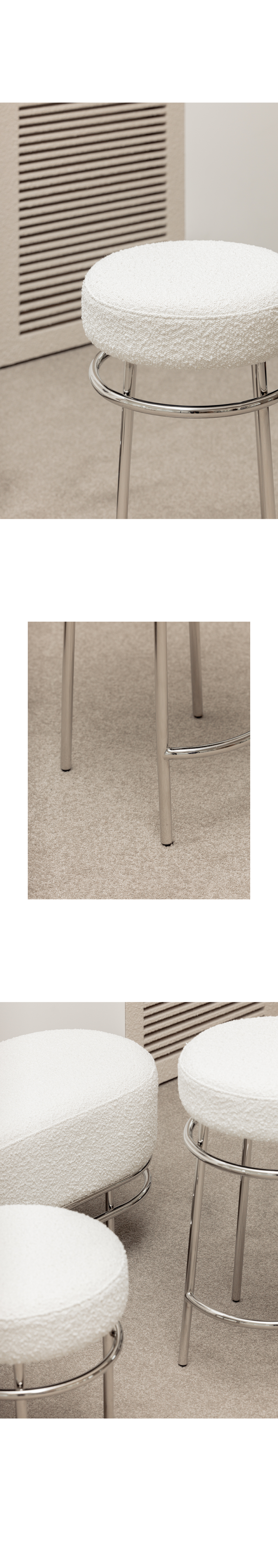 7UHR-TULI 吧檯凳,白色款,表面柔順絨面,時尚且坐感舒適。