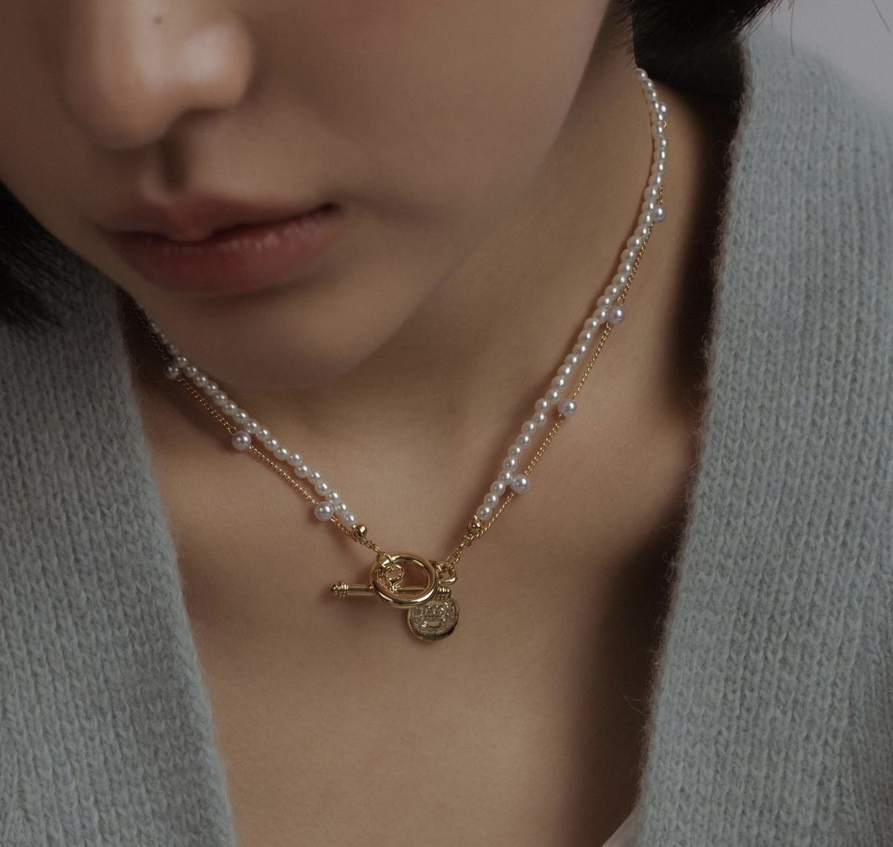 Retro Double Layer Pearl Necklace