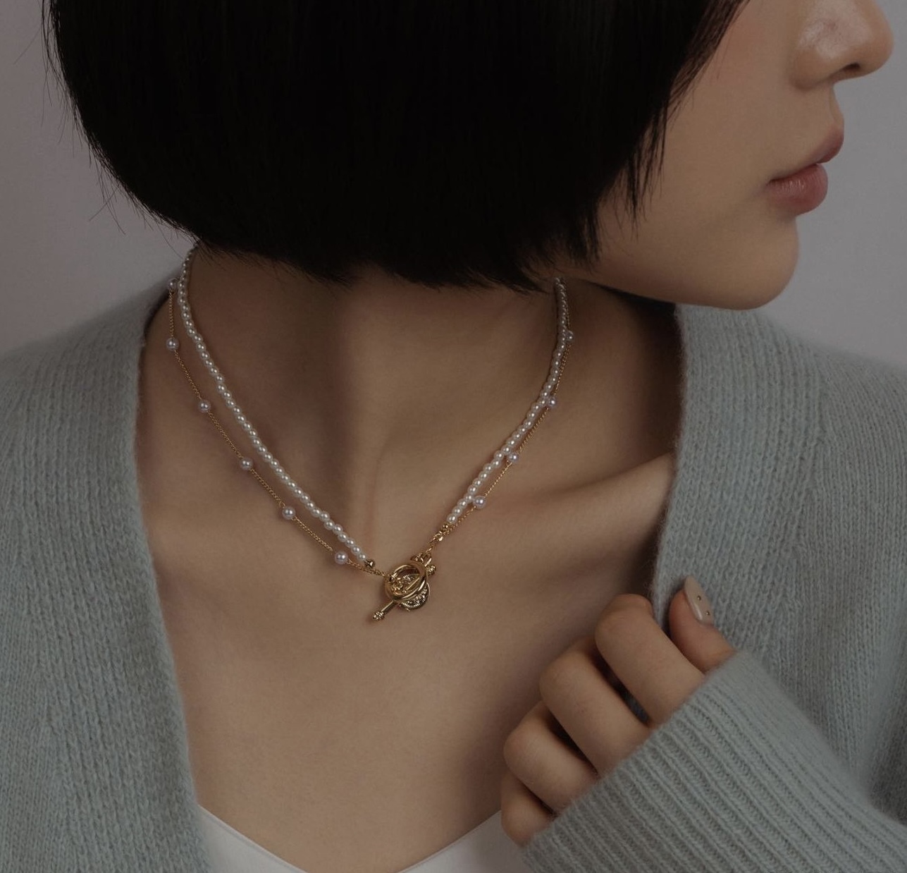 Retro Double Layer Pearl Necklace