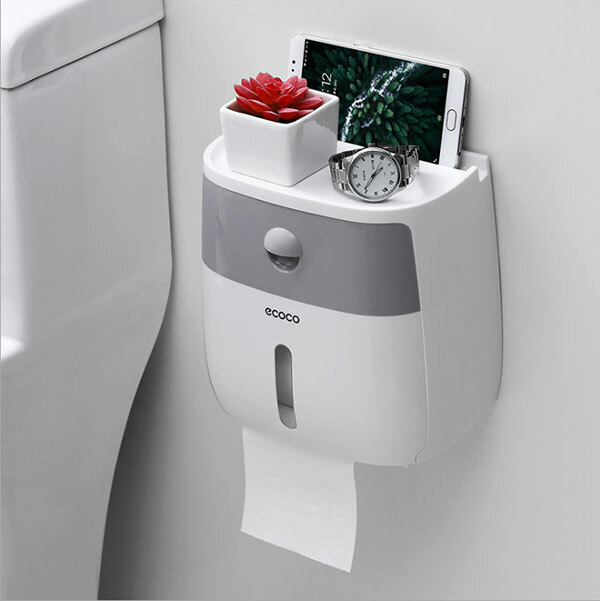 JK Korea ECOCO double-layer tissue box shelf toilet toilet paper box household free punching creative waterproof (J0089)