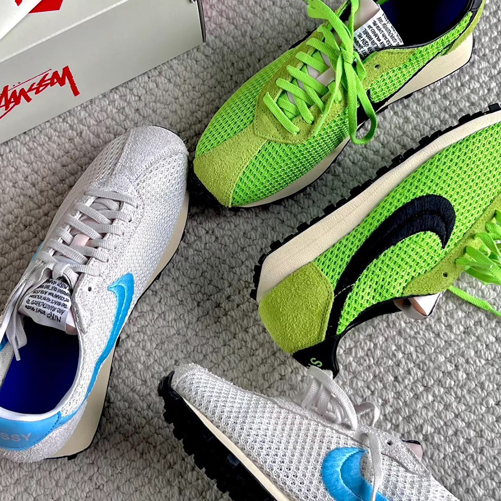 聯名款 Stüssy X Nike LD-1000 Stussy 螢光綠 白藍 透氣網眼 刺繡勾勾 復古慢跑休閒鞋 FQ5369-300-001