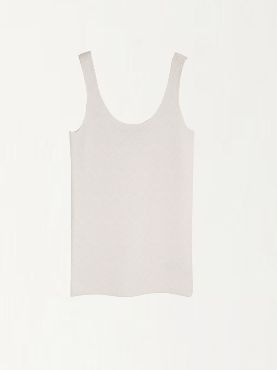 HANAA新款康賽妮羊絨U領鈎花鏤空背心空氣感薄款修身上衣