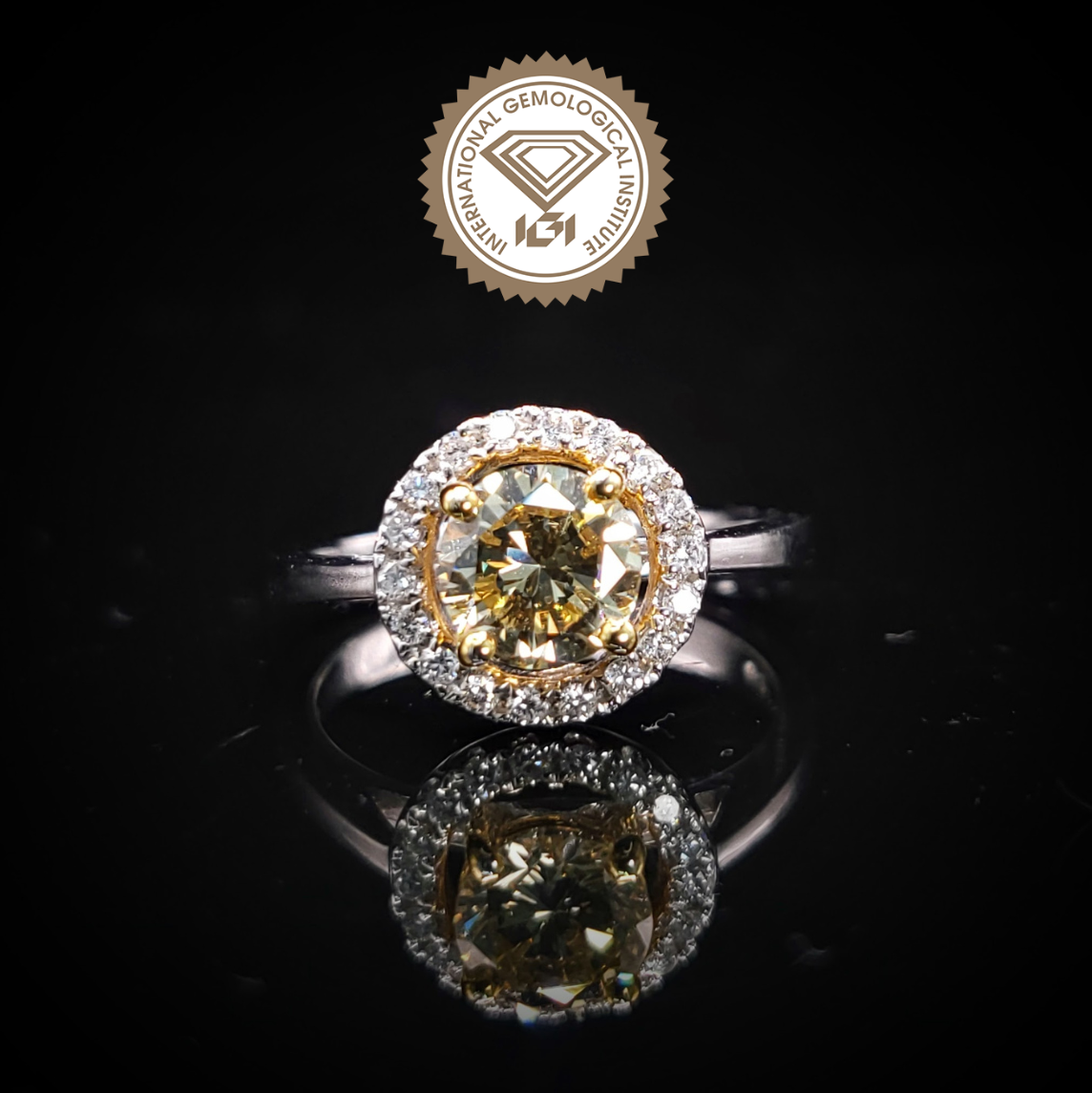 18K Gold 1.15ct Fancy Yellow Diamond Ring
