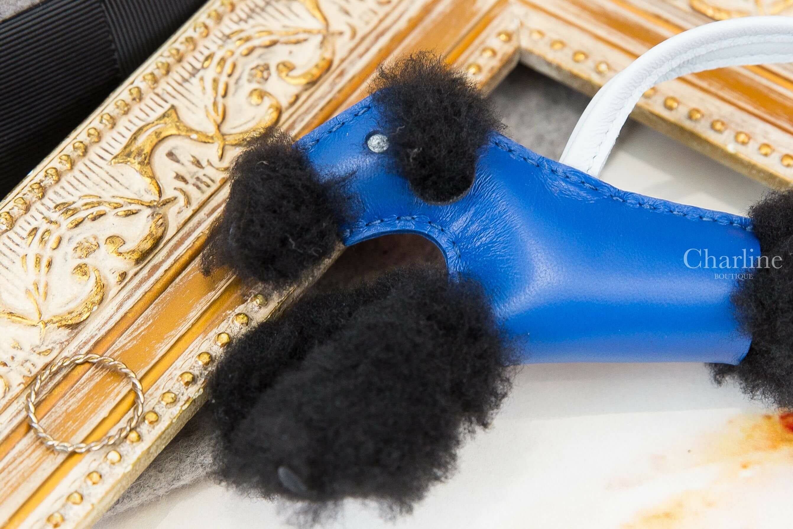 Hermès Hermès Budy Charm 法國藍/霧藜藍/黑色羊毛獵狐梗犬吊飾