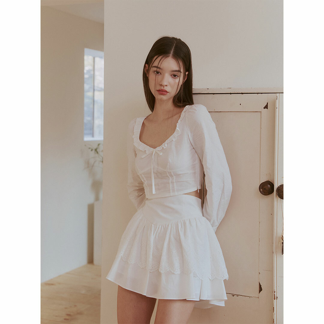 【韓国 Not your rose】Irene skirt (Ivory/black) Irene skirt (Ivory) - Not your rose | 60% - Asian Fashion