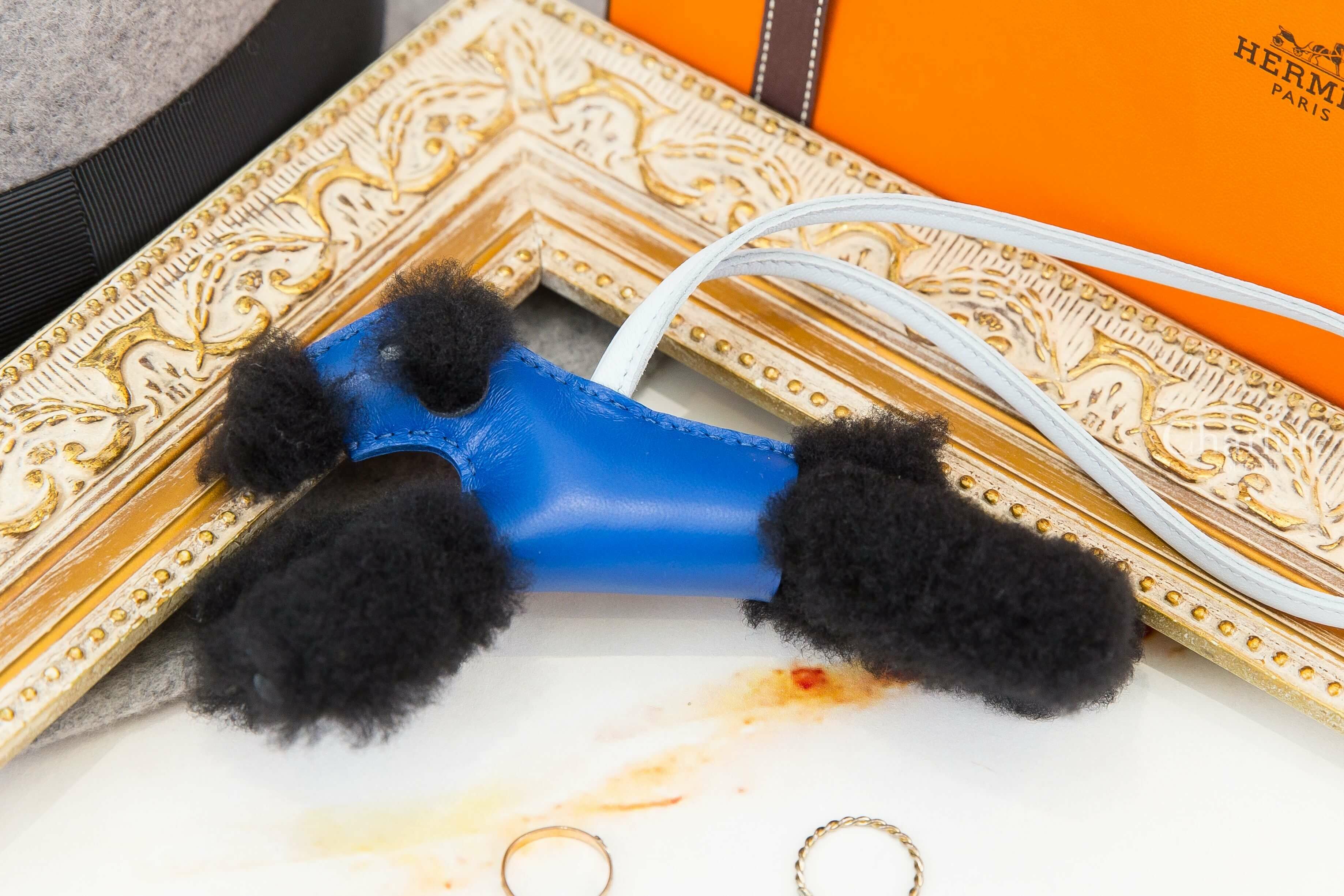 Hermès Hermès Budy Charm 法國藍/霧藜藍/黑色羊毛獵狐梗犬吊飾