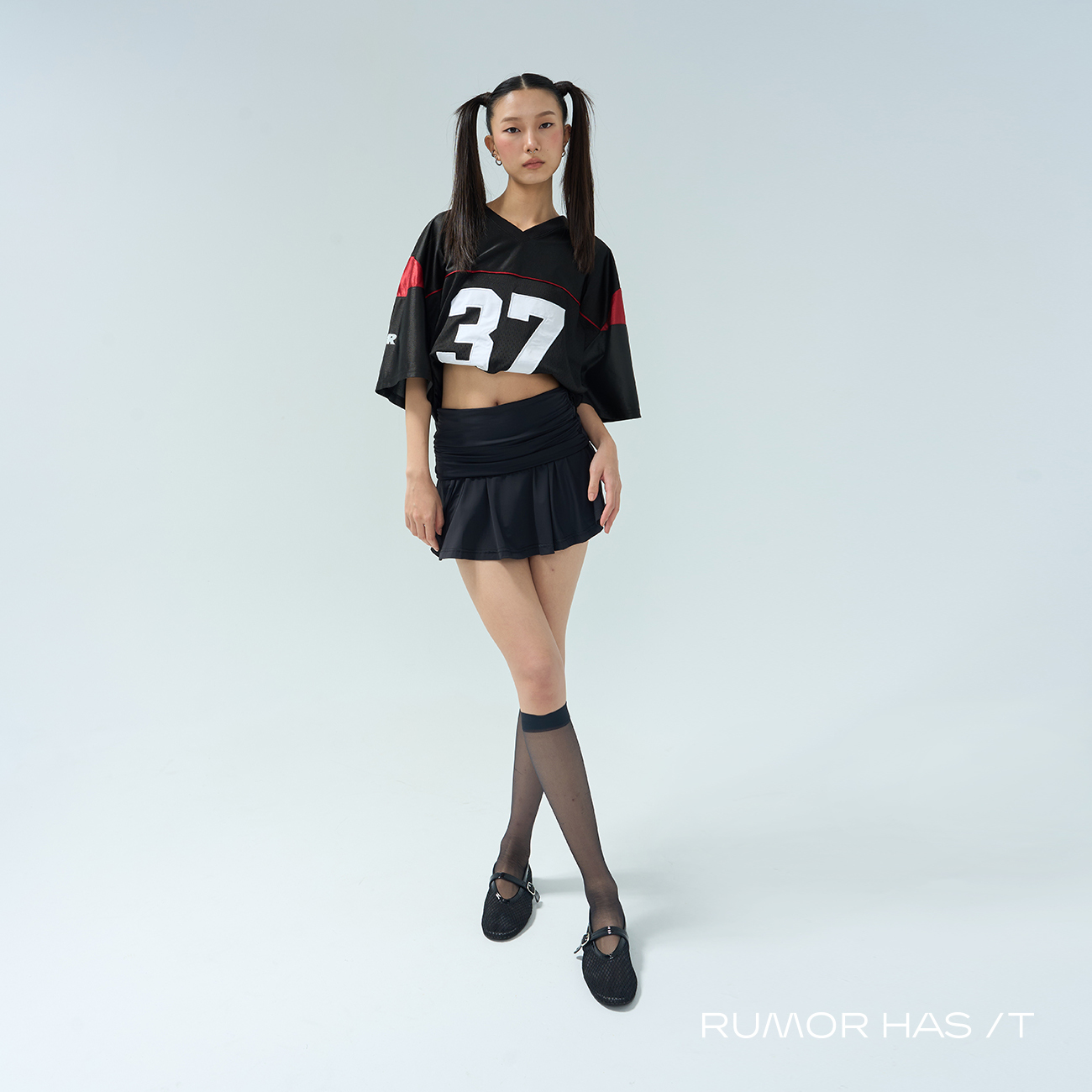 Cooling Wrinkles Mini Skorts-Black