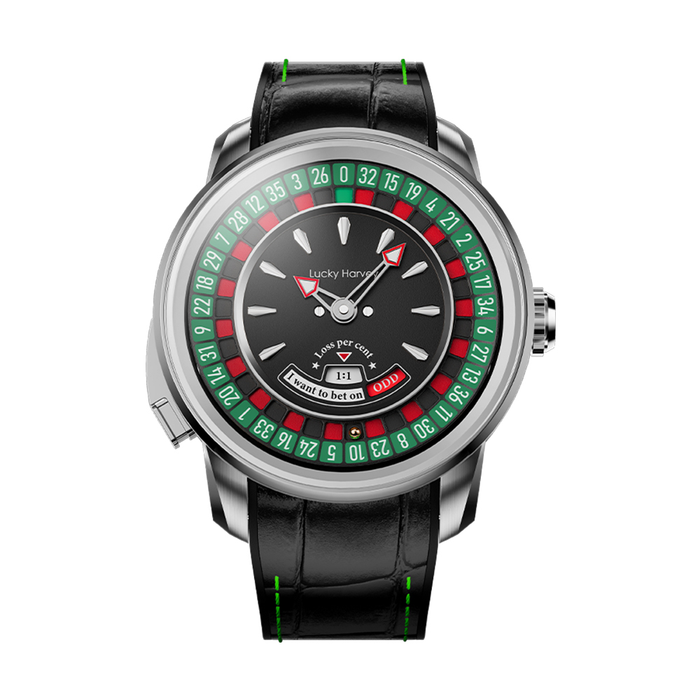 (預購)【Lucky Harvey 真樂時】玩家系列 歐式 輪盤 夜光 工藝 趣味 全自動機械 腕錶 18K金 禮盒 真皮