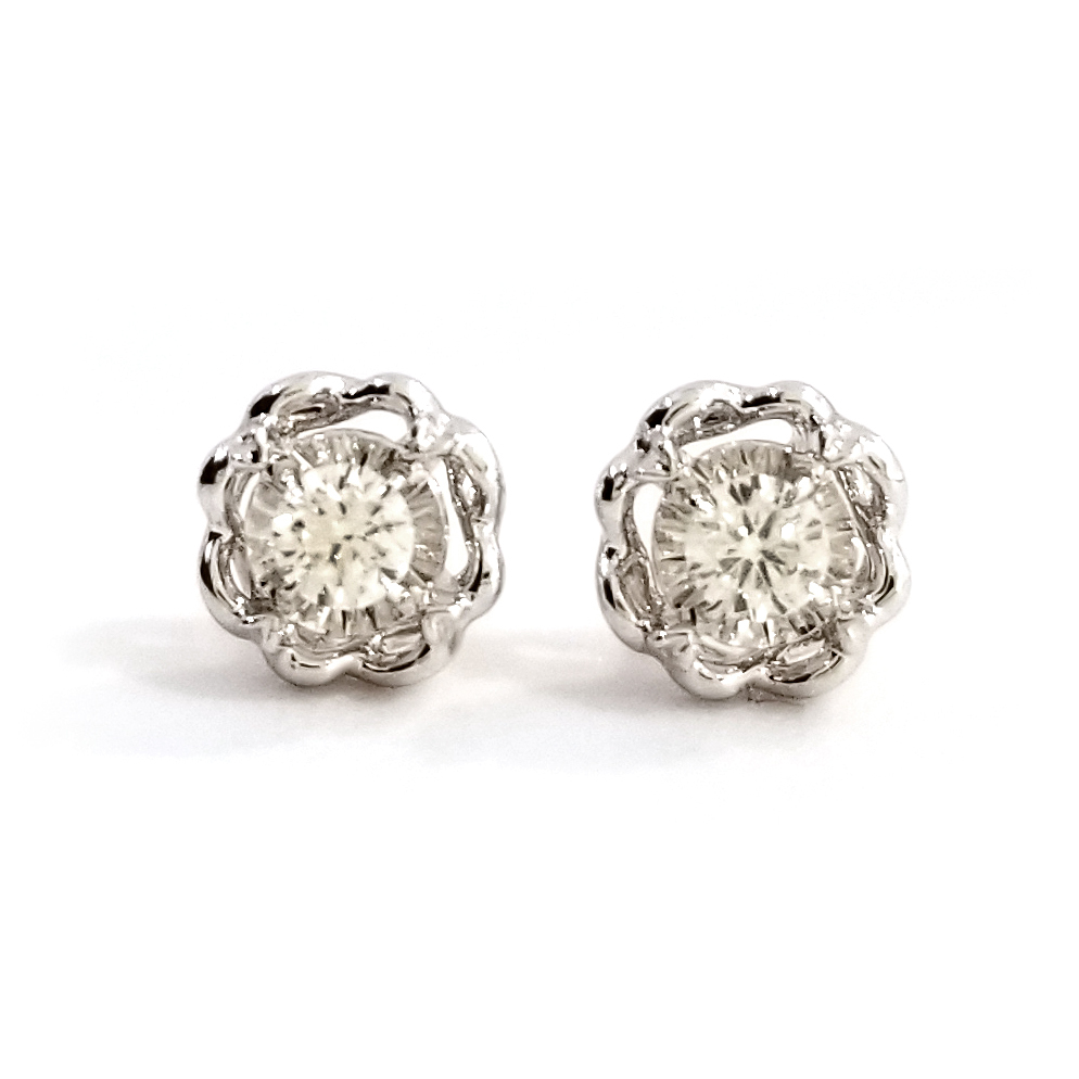 18K白金天然鑽石耳環