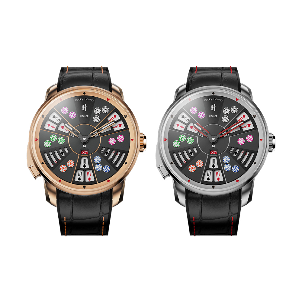 (預購)【Lucky Harvey 真樂時】玩家系列 三公 撲克 輪盤 夜光 指針 錶盤 工藝 趣味 全自動機械 腕錶