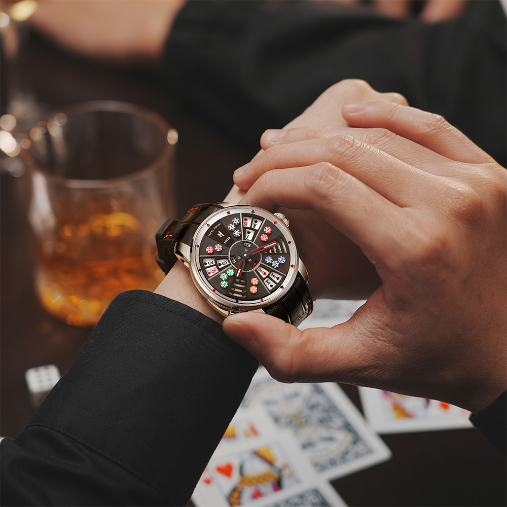 (預購)【Lucky Harvey 真樂時】玩家系列 三公 撲克 輪盤 夜光 指針 錶盤 工藝 趣味 全自動機械 腕錶