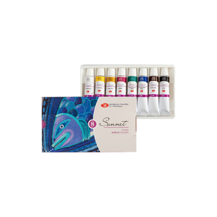 俄羅斯3K Sonnet 索內特 壓克力顏料套組 8色 10ml 【買一送一】
