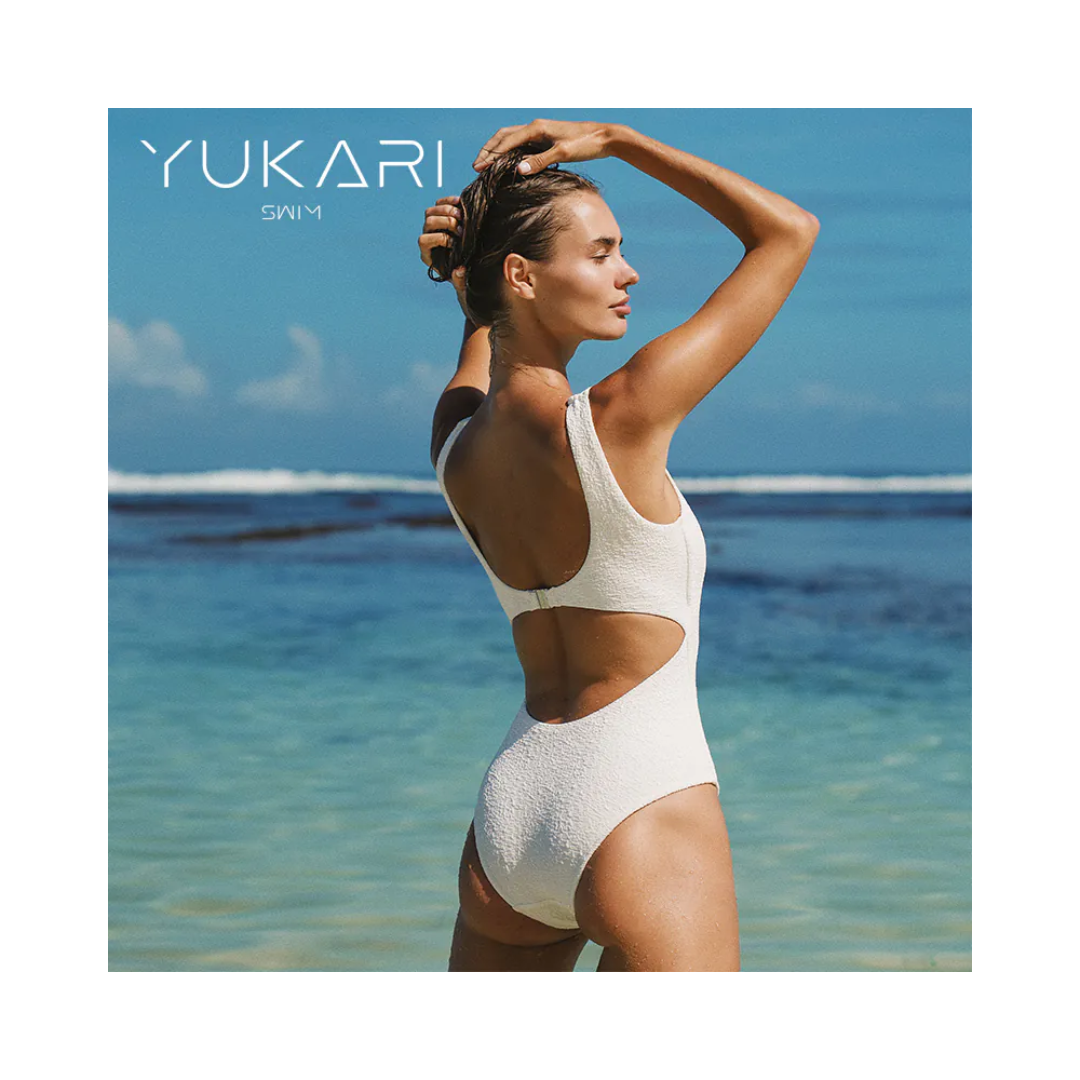 ▲Yukari Naya 環保材質紋路復古保守連身泳裝 [YA032]