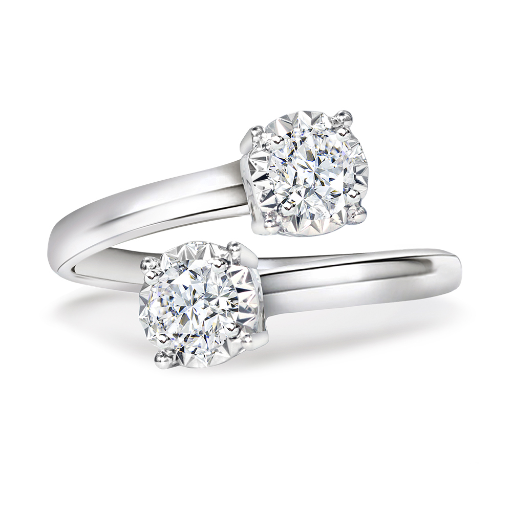 30分18K金雙星鑽石戒指