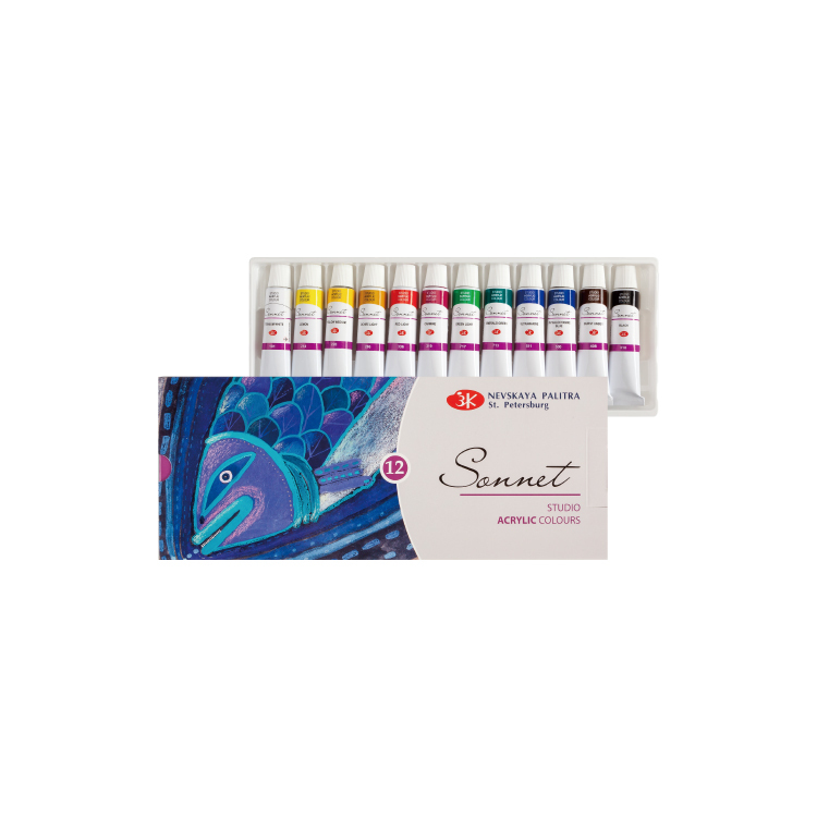俄羅斯3K Sonnet 索內特 壓克力顏料套組 12色 10ml 【買一送一】