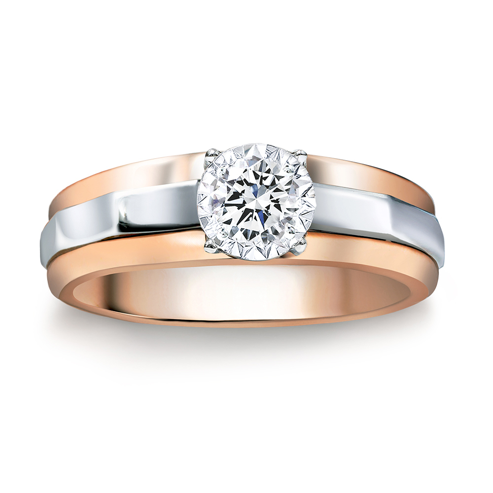 30分18K金簡約中性雙色鑽石戒指