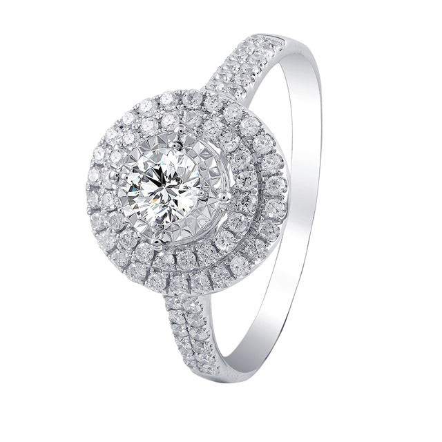 30分18K金城堡豪華滿鑽石戒指