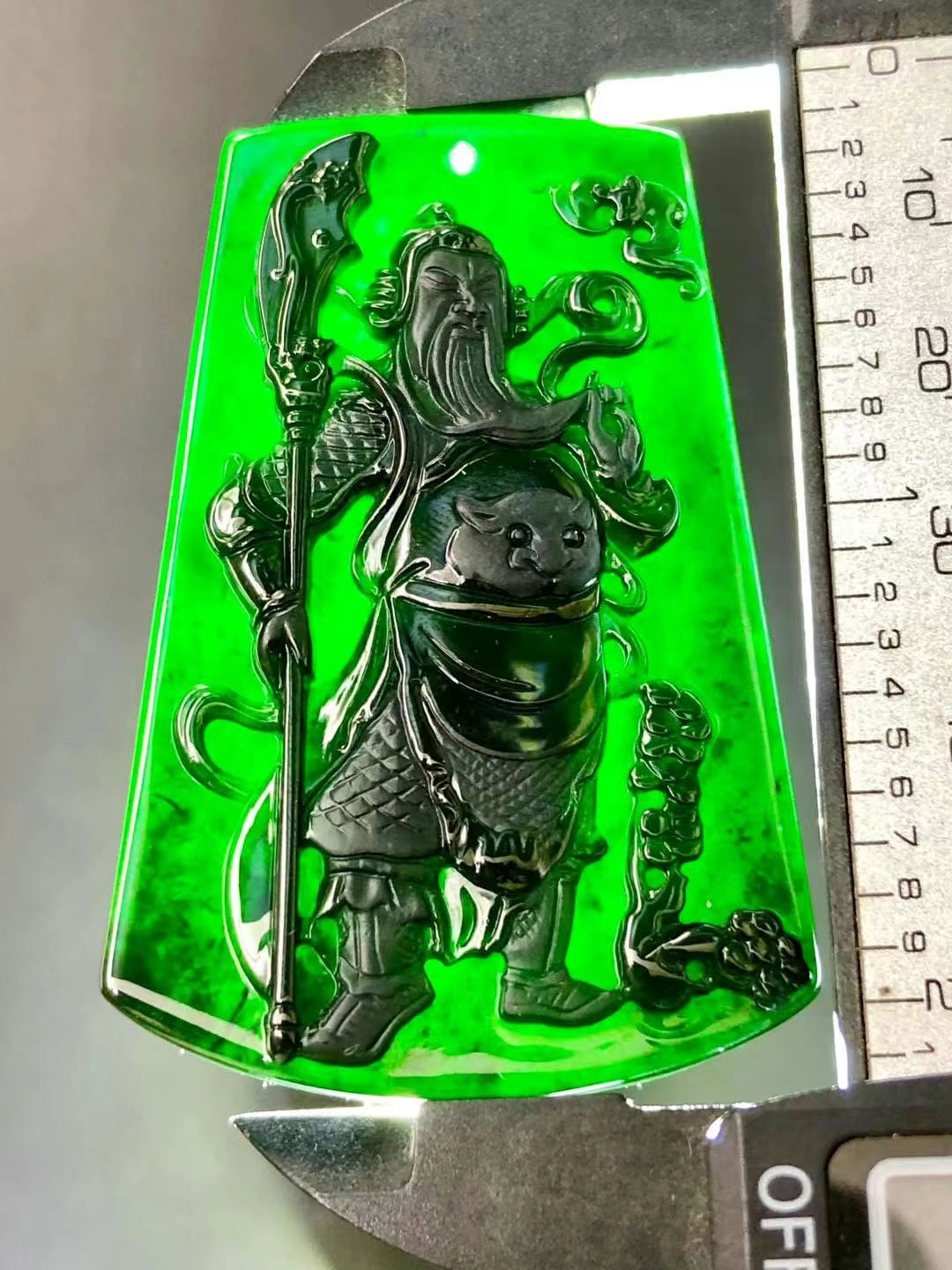 墨翠忠義關公,天然翡翠A玉, 緬甸玉, Jade, Jadeite