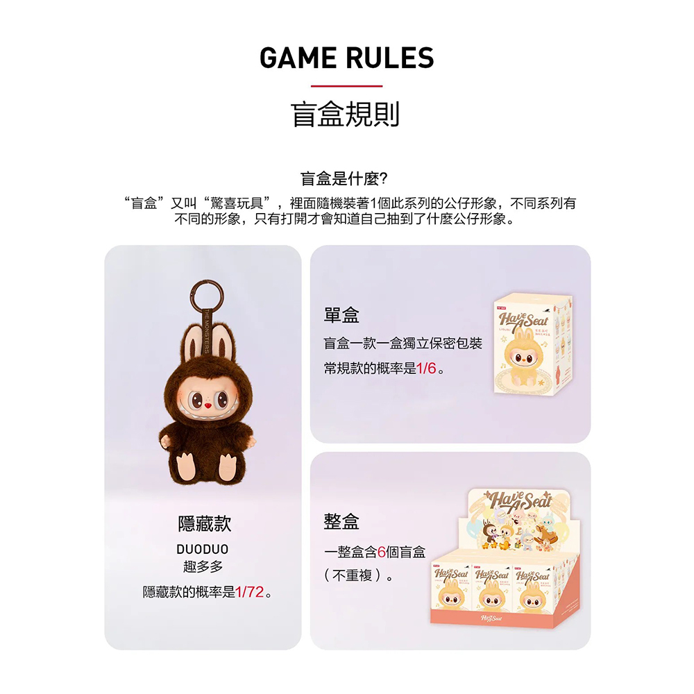 Labubu 坐坐派對 糖膠毛絨盲盒公仔 PPMT-2407-0034