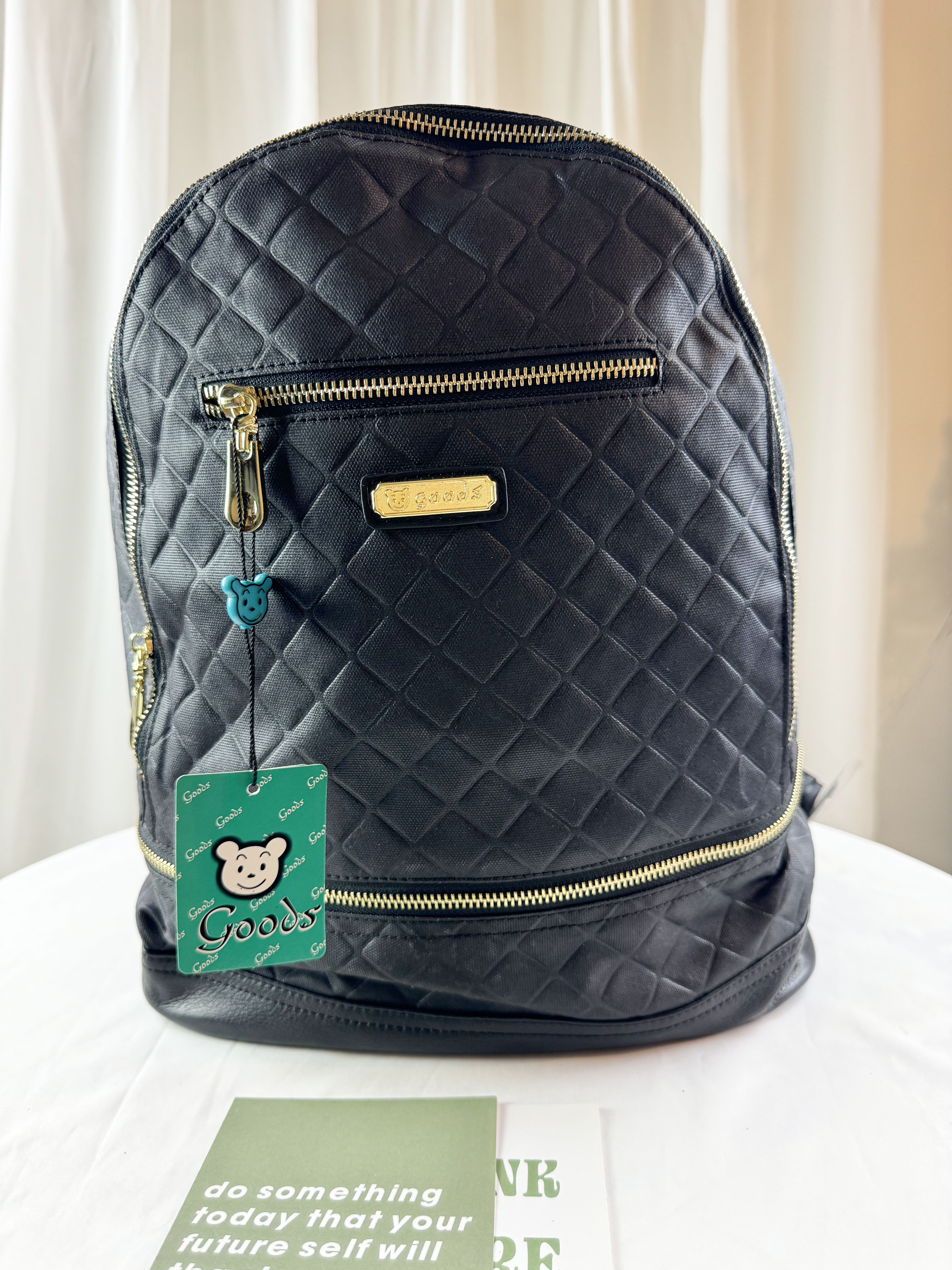 GOODS 霧面黑 菱格紋運動風後背包 #2622