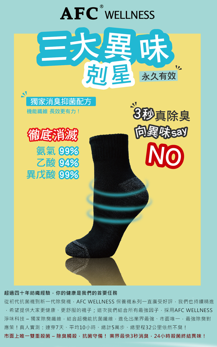 AFC-豪紳-WELLNESS-抗菌不臭襪(運動襪/寬口襪,除臭襪)