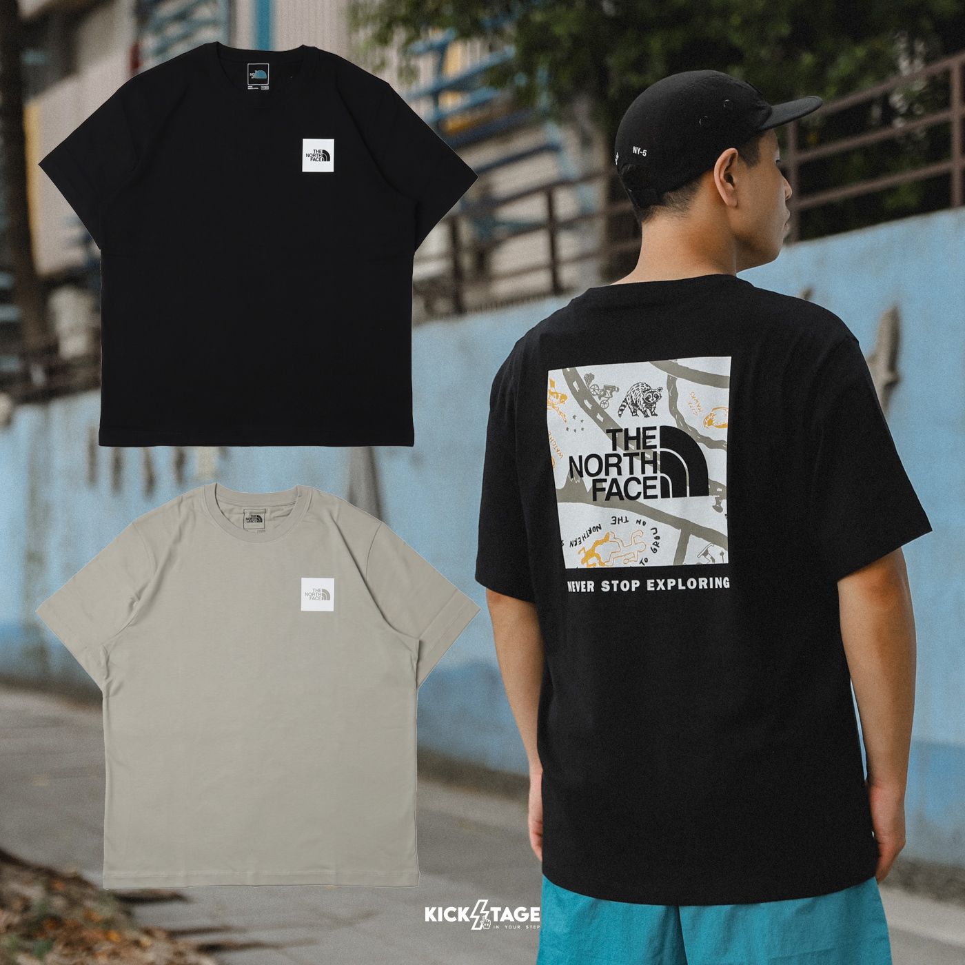 男女款 THE NORTH FACE M BTS S/S RLX TEE 黑色 沙色 基本LOGO 浣熊地圖 印花 短T【NF0A8AT2】