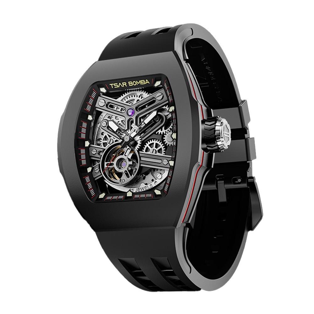 【Tsar Bomba 沙皇 快拆突破系列 TB8218-03 1+7】夜光指針 鏤空 全自動機械 腕錶 -