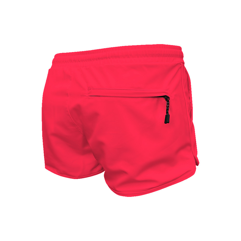女士雙層游泳沙灘短褲 - 亮紅