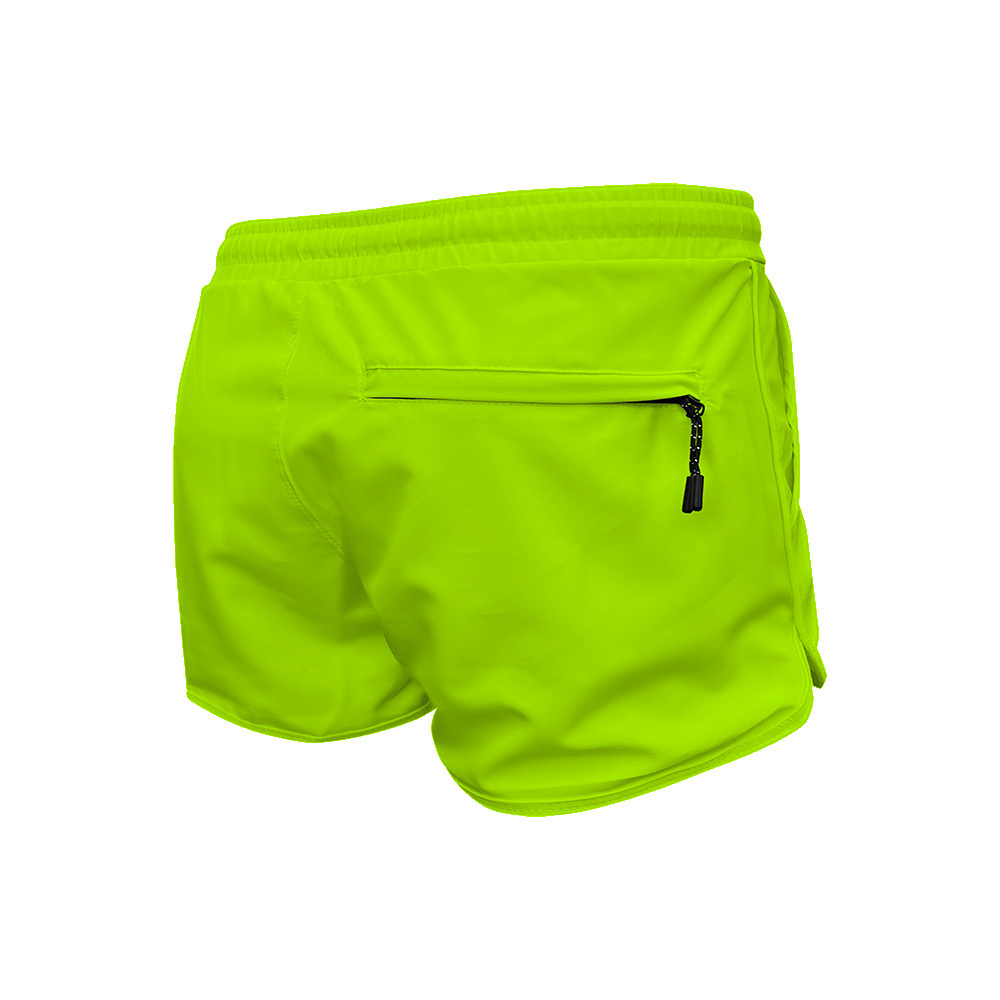 女士雙層游泳沙灘短褲 - 熒光綠