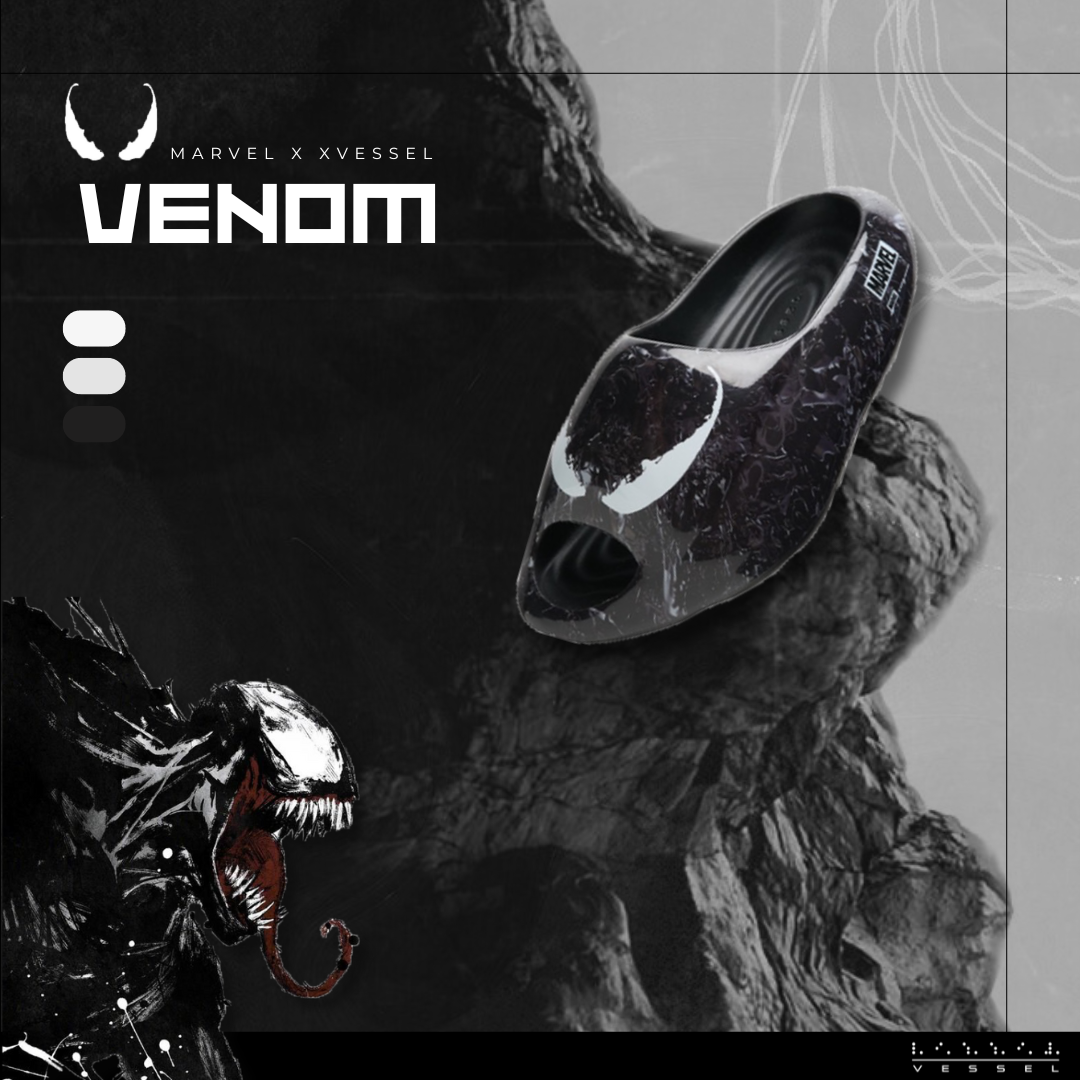 Xvessel x Marvel Venom 吳建豪 猛毒 諾亞方舟 防水拖鞋 黑 S24X10V