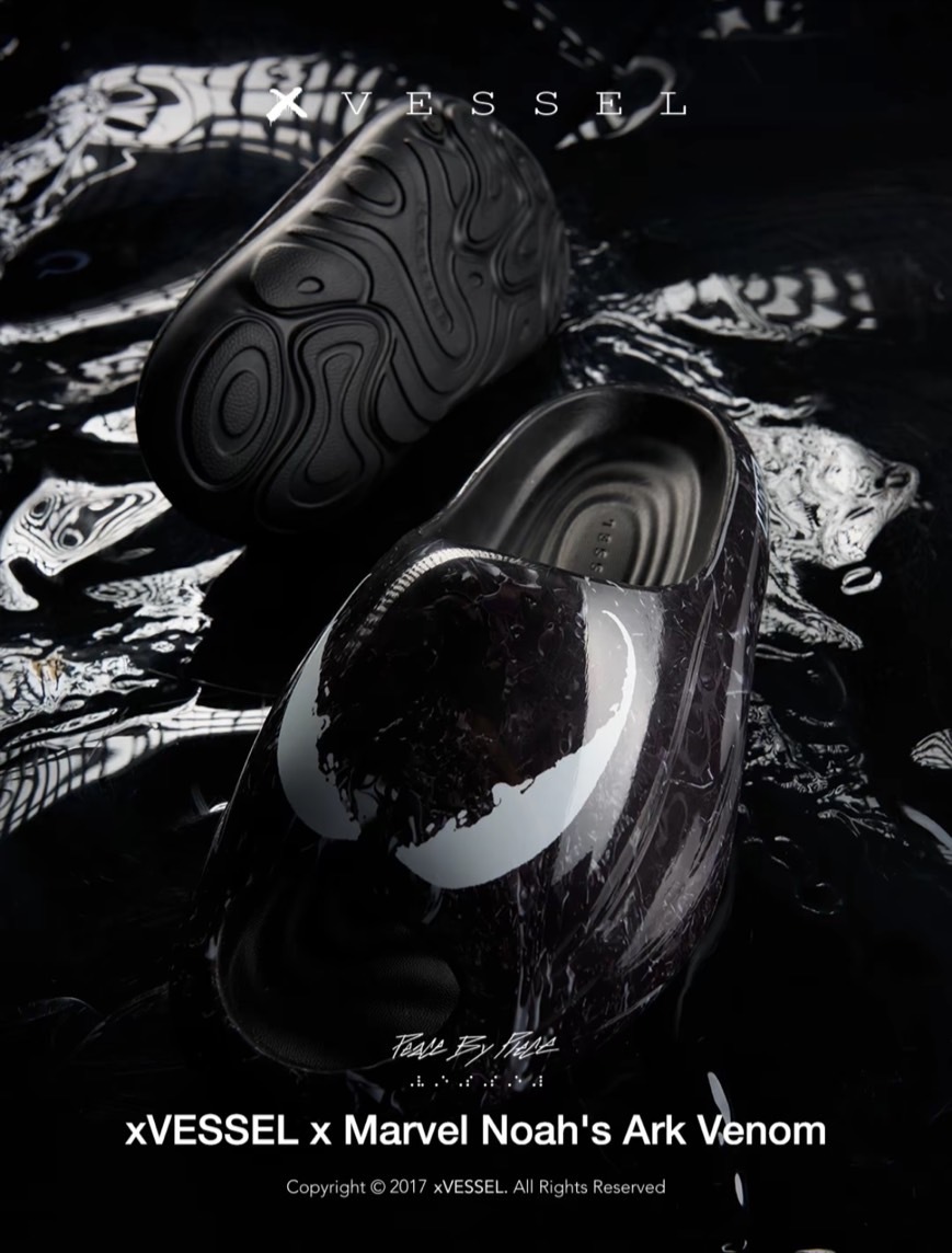 Xvessel x Marvel Venom 吳建豪 猛毒 諾亞方舟 防水拖鞋 黑 S24X10V