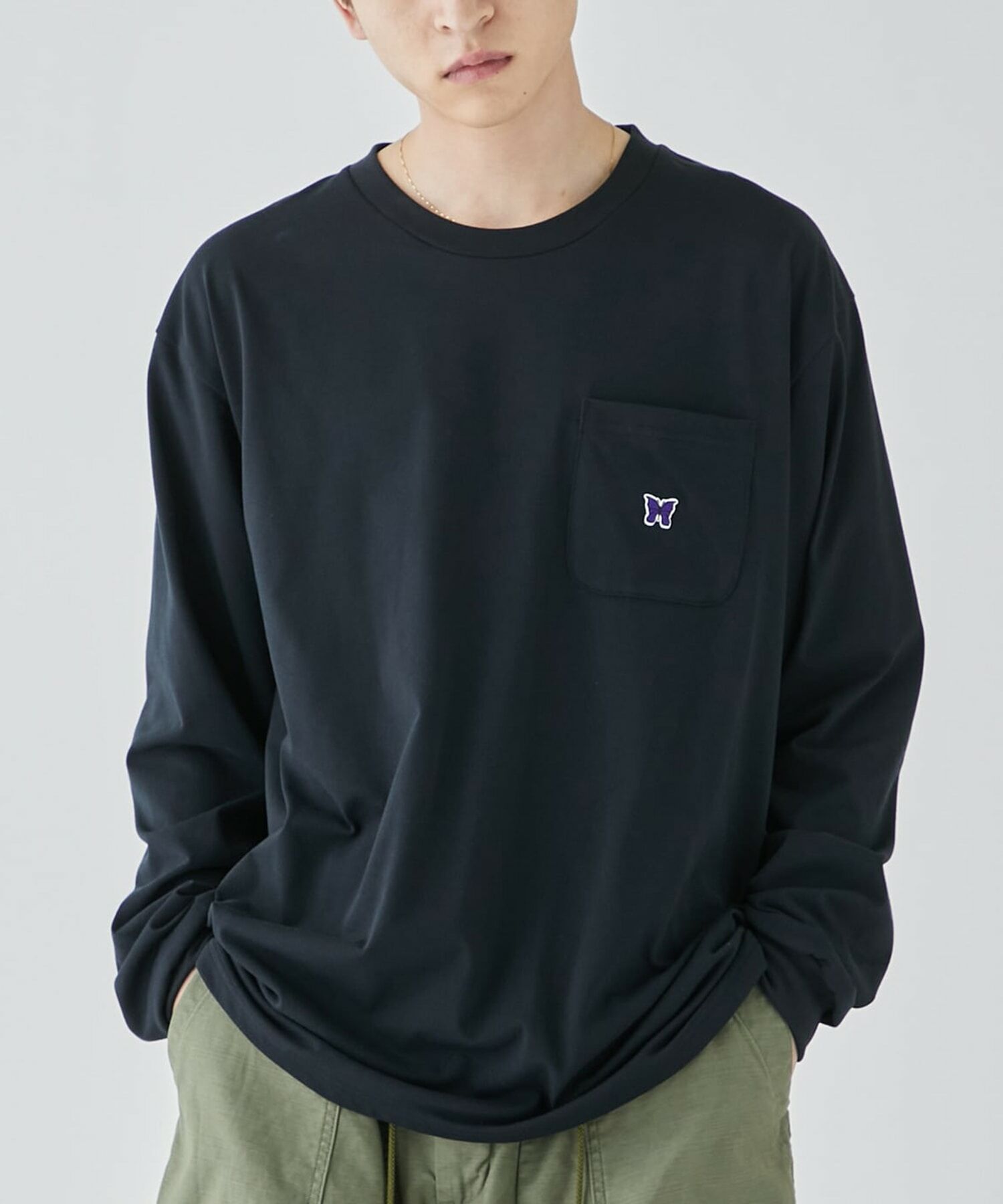 2024SS NEEDLES OT261 L/S CREW NECK TEE 蝴蝶 刺繡 LOGO 長T 現貨