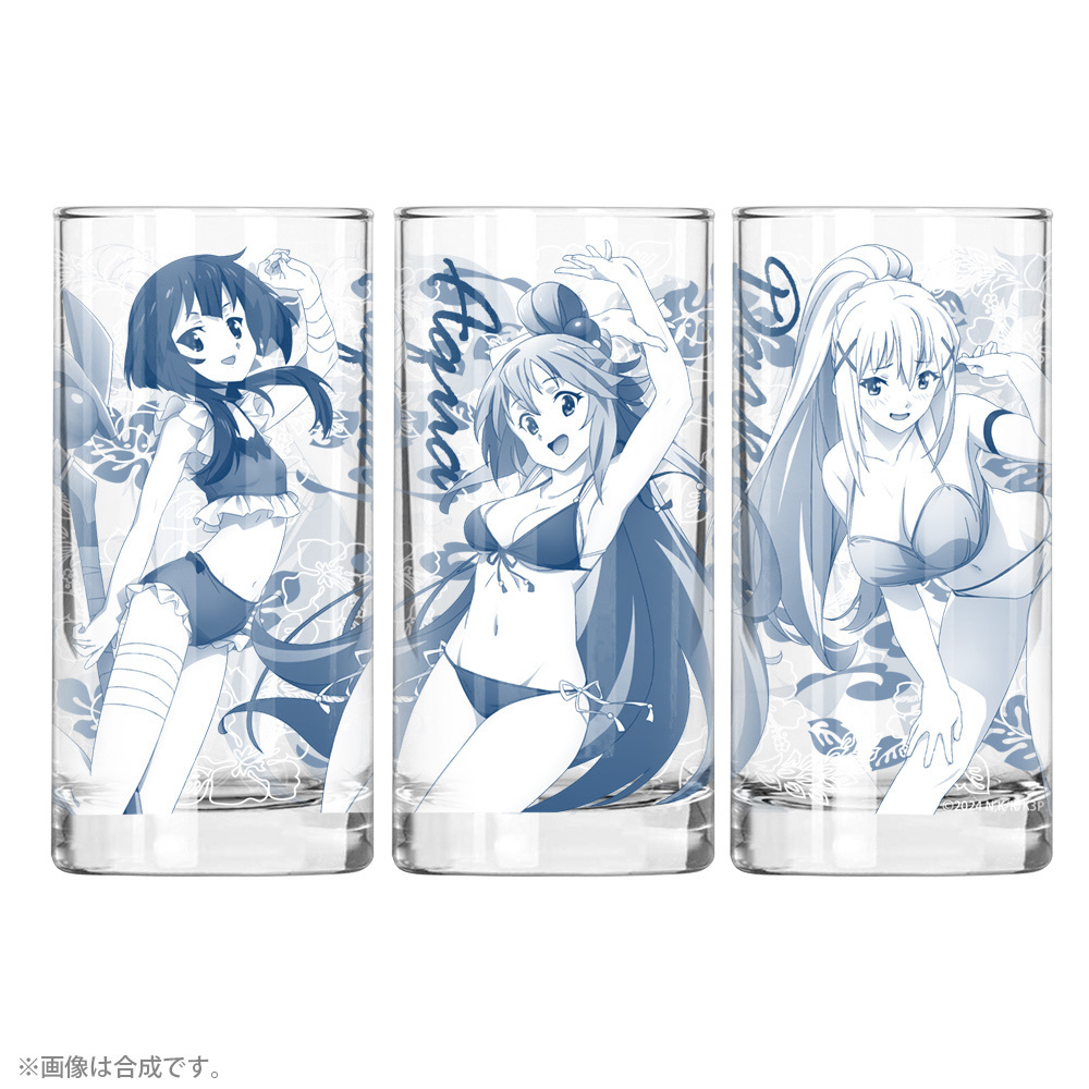 Cospa 0819 水着のアクア・めぐみん・ダクネス グラス [この素晴らしい世界に祝福を！3]