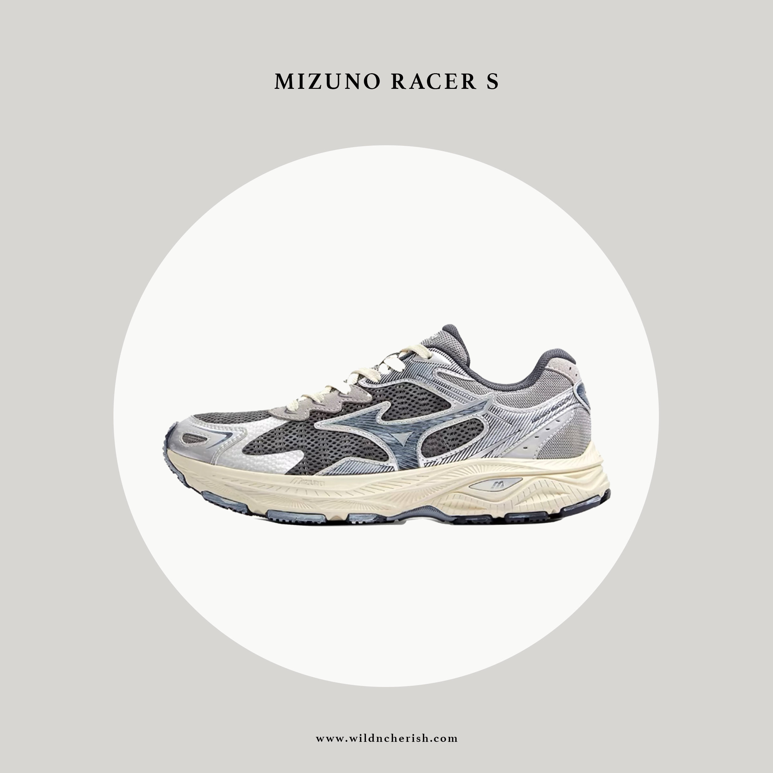 預訂 | Mizuno Racer S 復古慢跑鞋 灰藍色