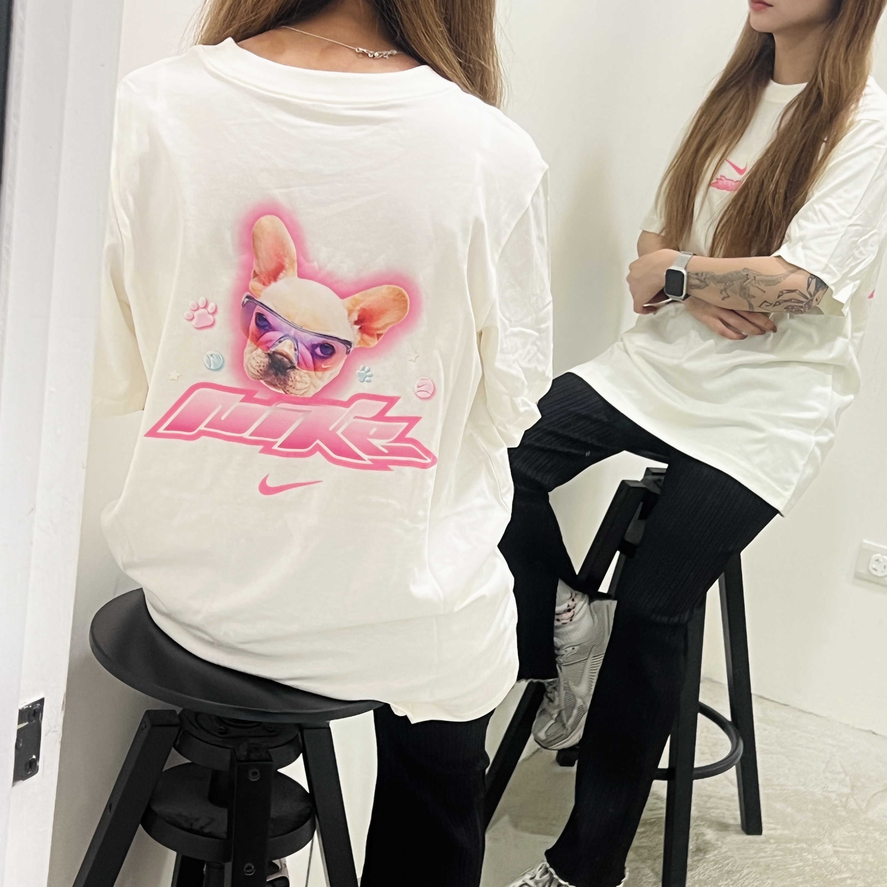 <線上SALE❤️‍🔥> NIKE 短袖上衣 Y2K法鬥犬 米白/桃粉(HM4625-133/HM4625-663)