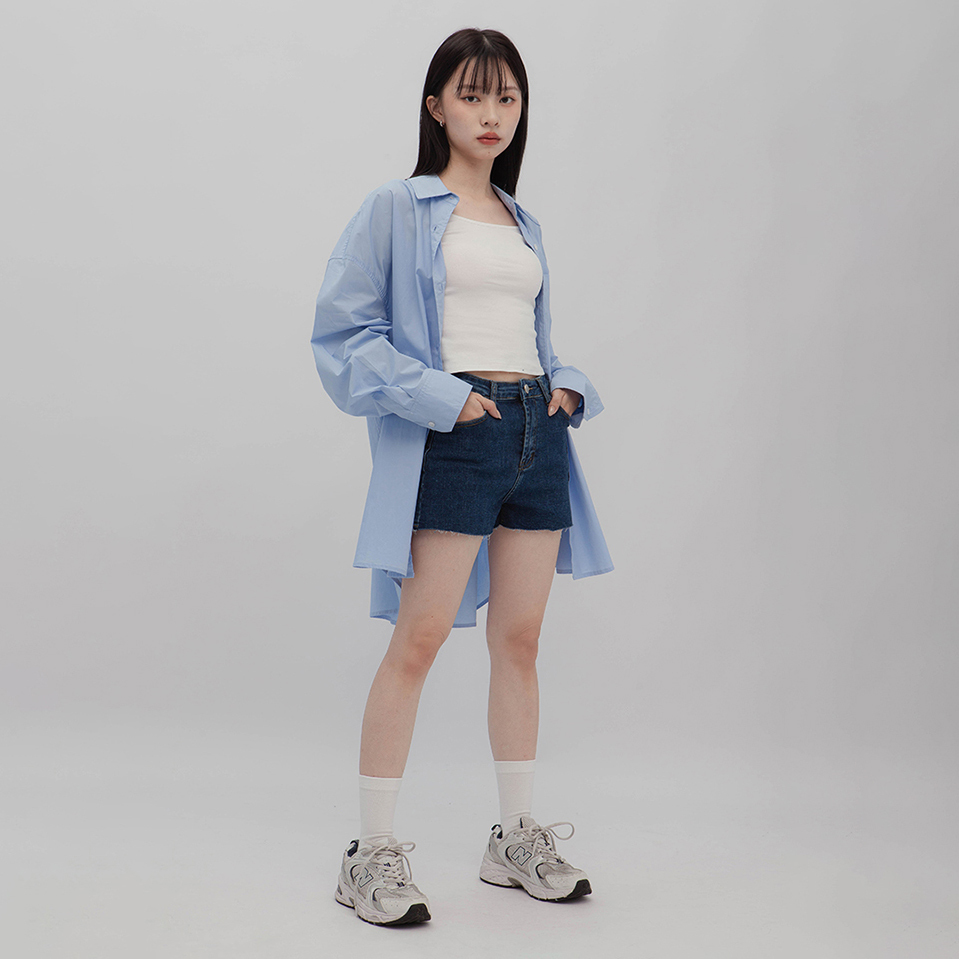 藍色涼感棉質襯衫