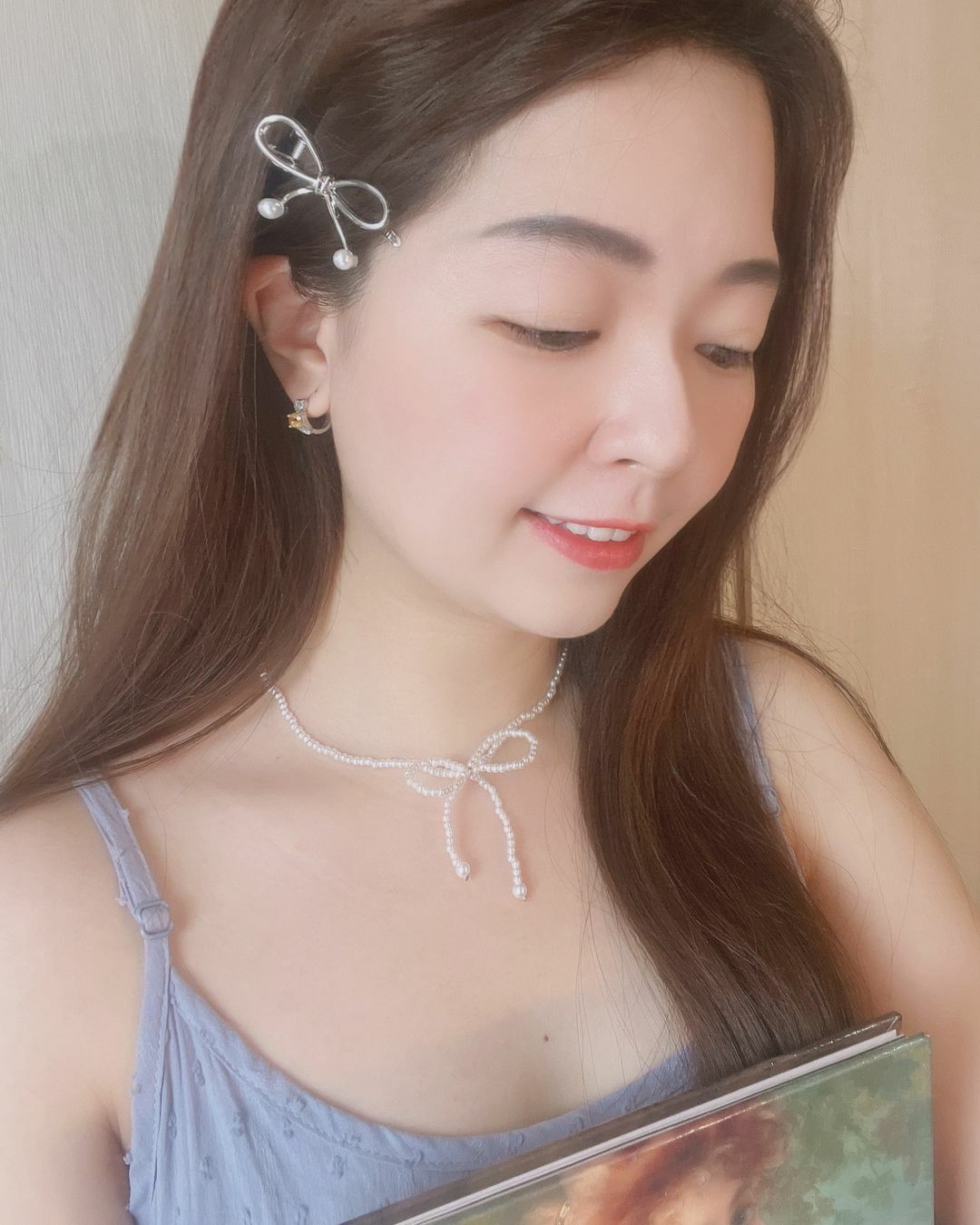 迷人可愛的珍珠蝴蝶結項鍊