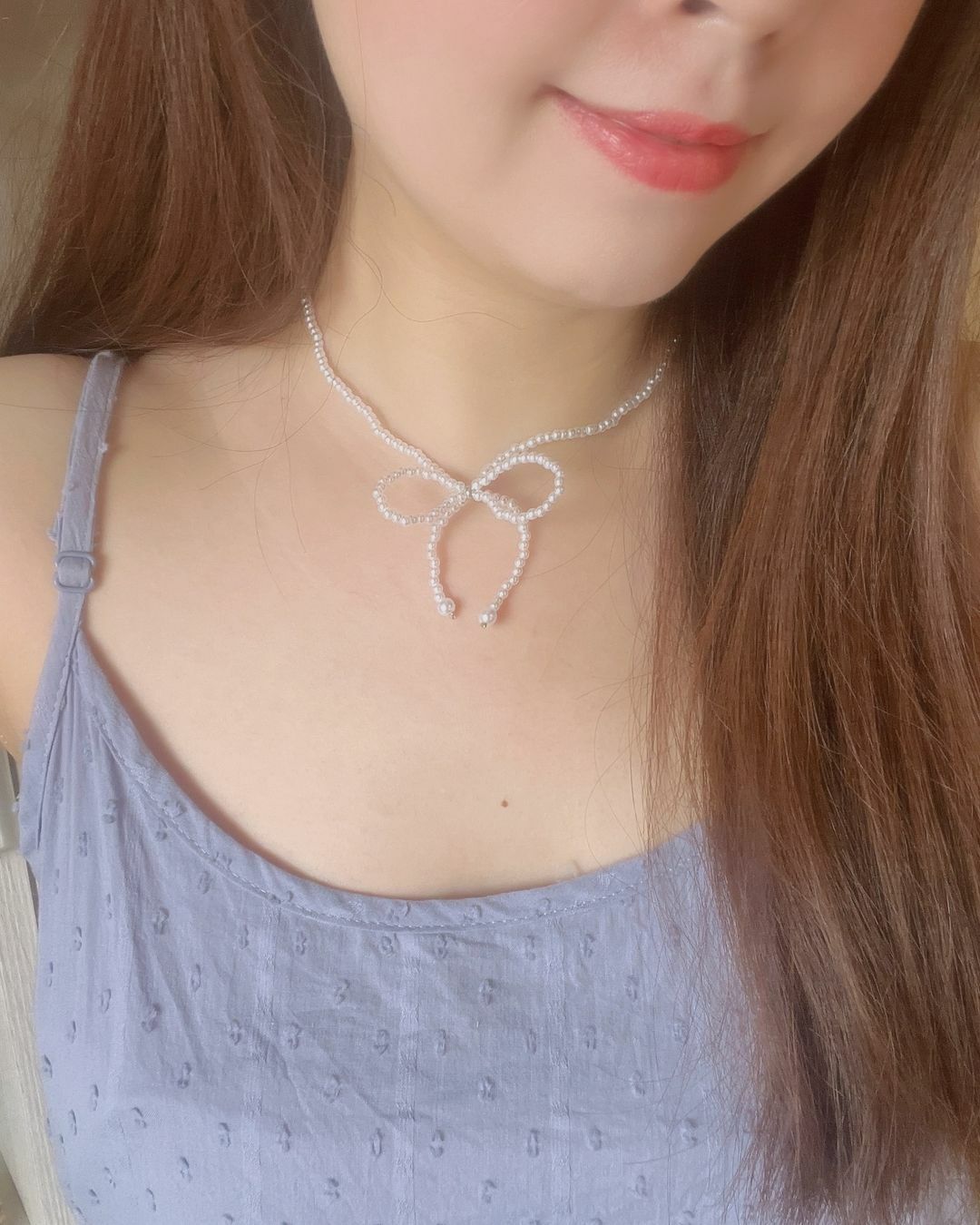 迷人可愛的珍珠蝴蝶結項鍊