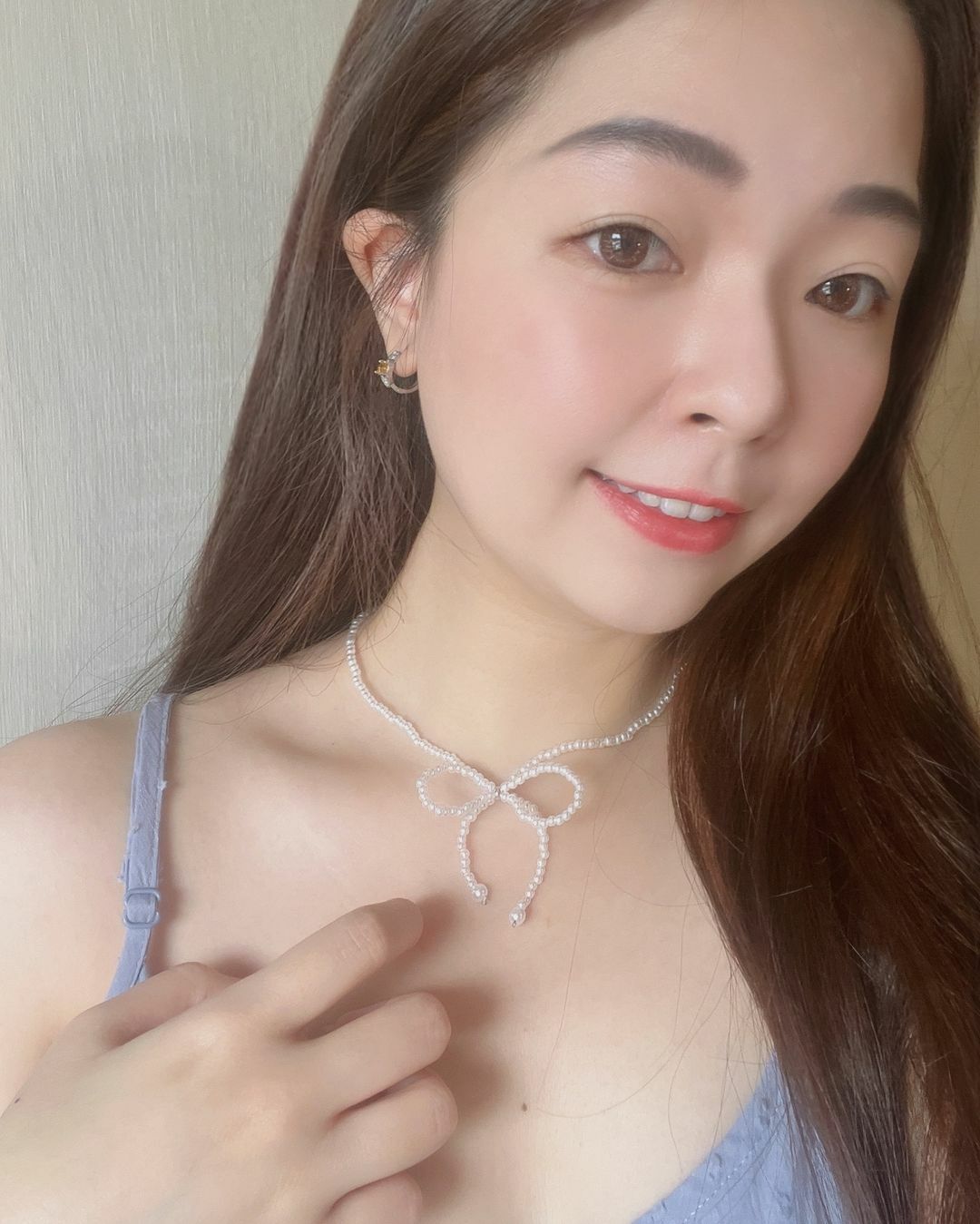 迷人可愛的珍珠蝴蝶結項鍊