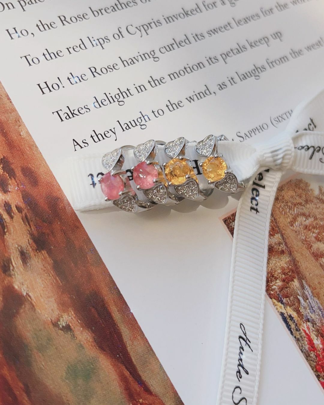 手作黃碧璽與粉紅碧璽水晶醫療鋼耳扣