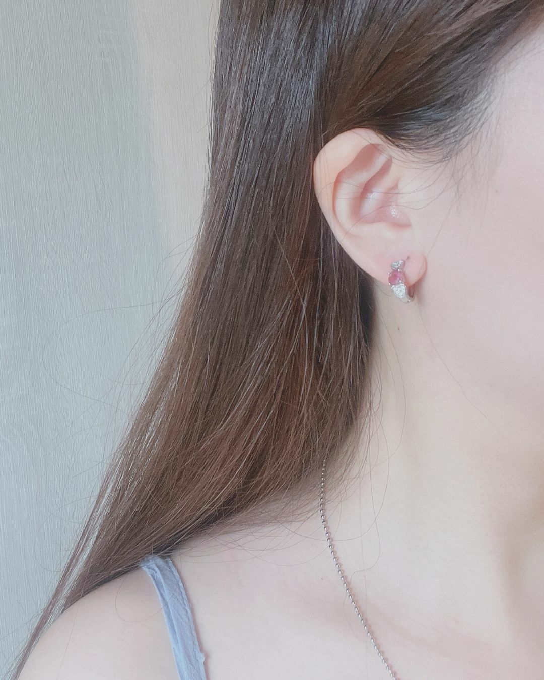 手作黃碧璽與粉紅碧璽水晶醫療鋼耳扣