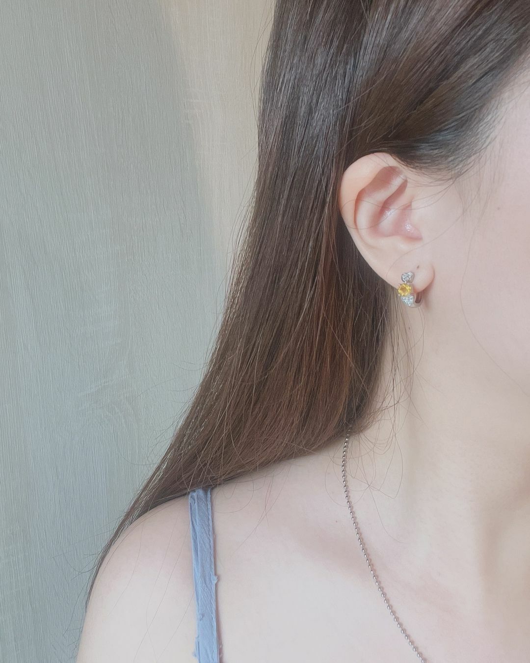 手作黃碧璽與粉紅碧璽水晶醫療鋼耳扣