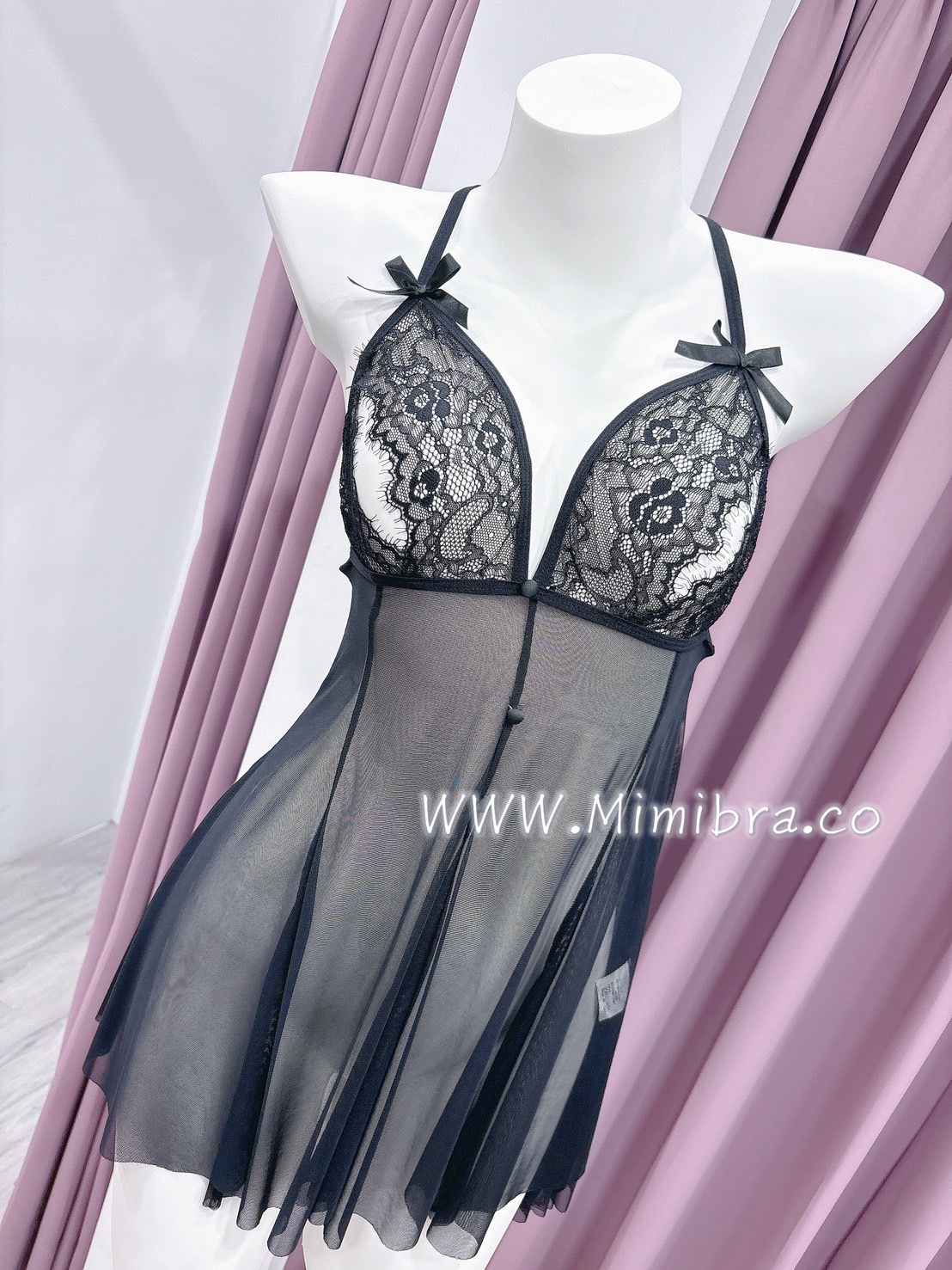 甜美蝴蝶結性感睡衣