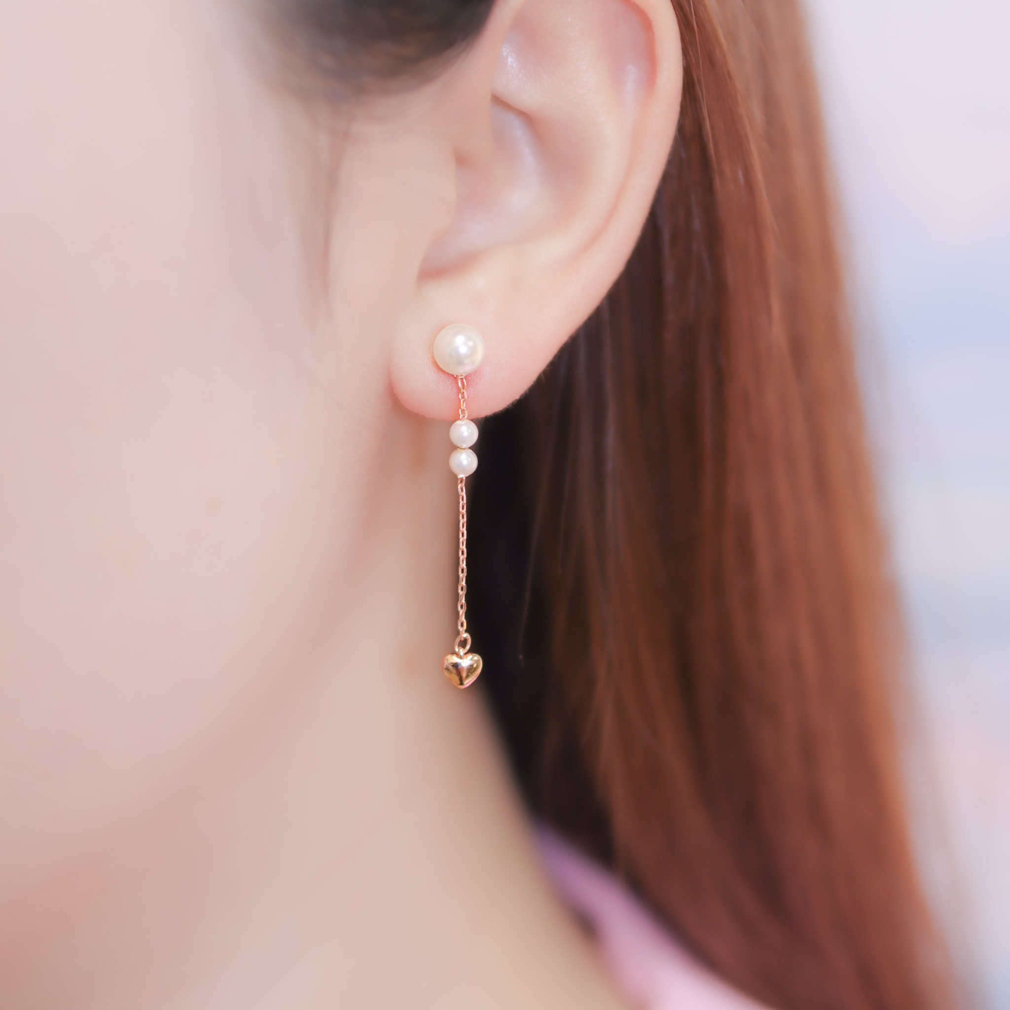 | 925 Silver・Rose Gold・Pearl | Precious Love Earrings （Silver / Rose Gold） | EA0808 |