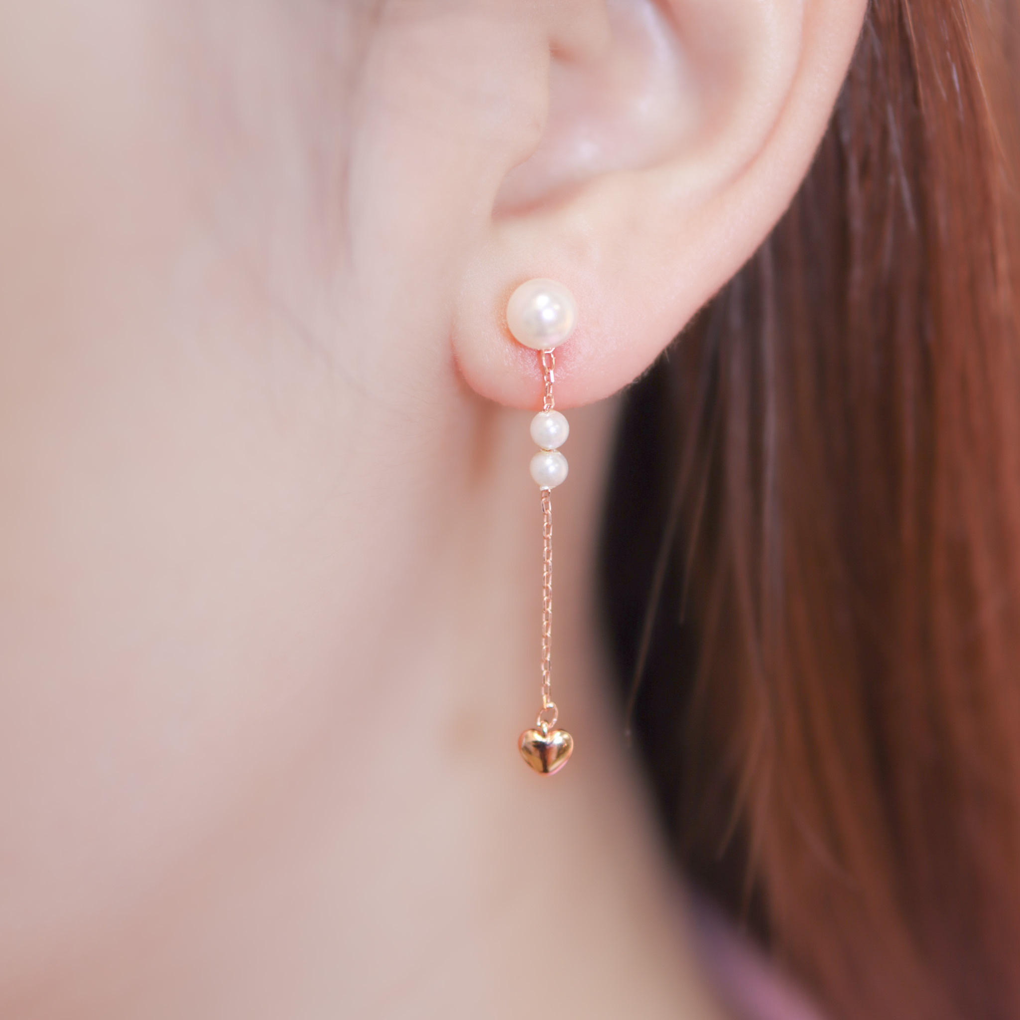 | 925 Silver・Rose Gold・Pearl | Precious Love Earrings （Silver / Rose Gold） | EA0808 |